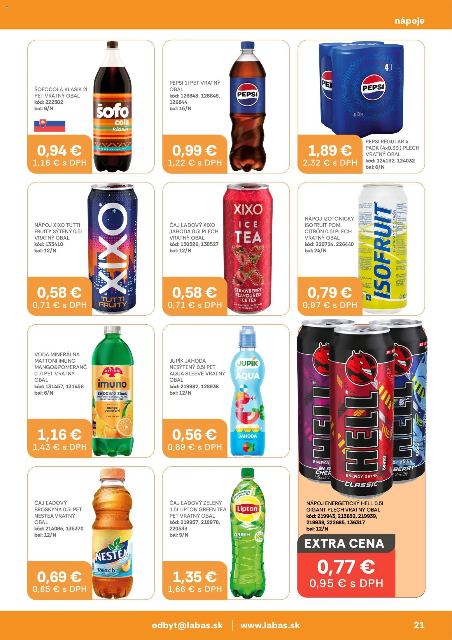 Nové Labaš akcie – leták je platný od 28.08.2026 | Strana: 21 | Produkty: Nápoje, Mattoni, Mango, Ľadový čaj
