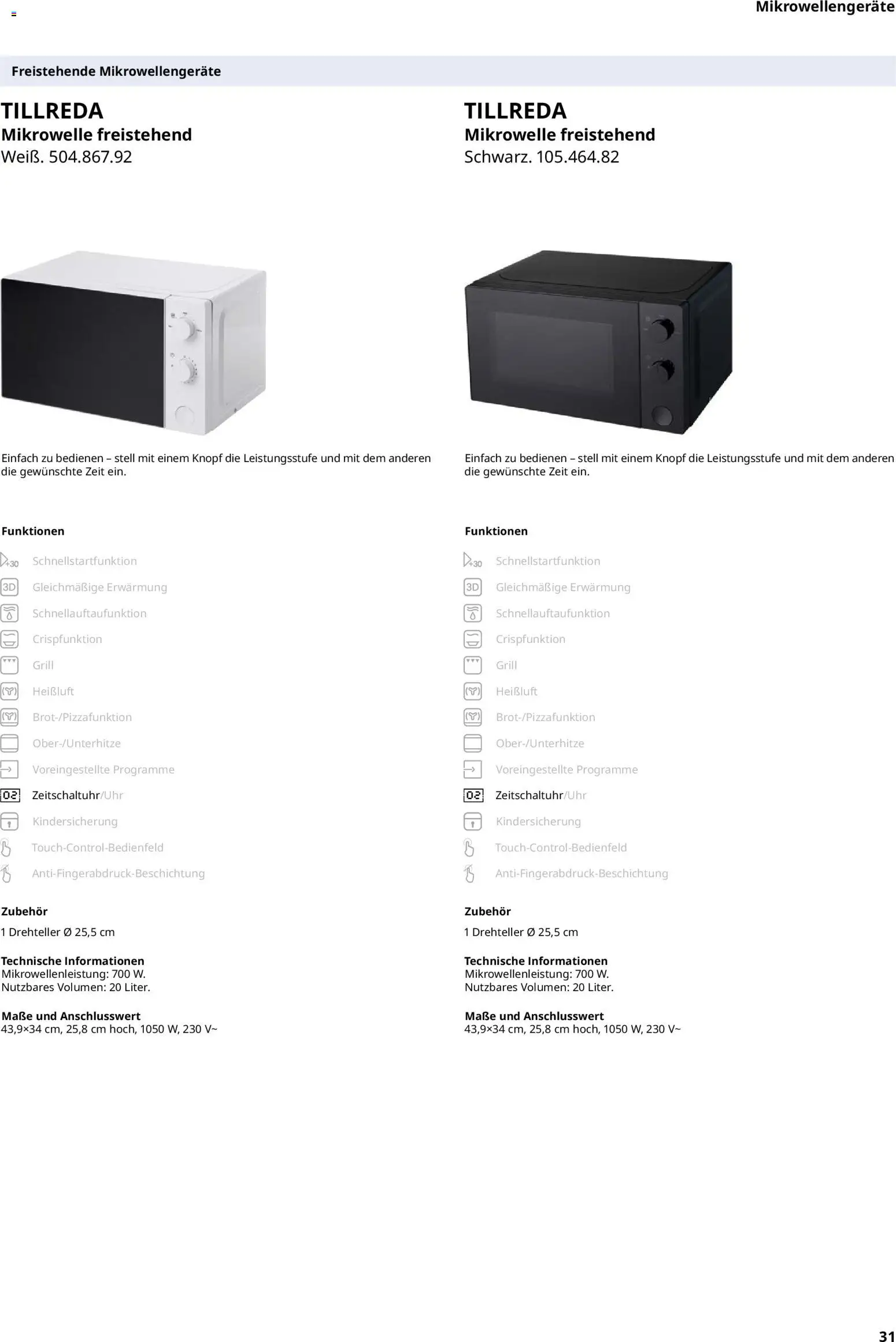 Ikea Elektrogeräte – gültig ab 02.01.2026 | Seite: 31 | Produkte: Mikrowelle, Grill