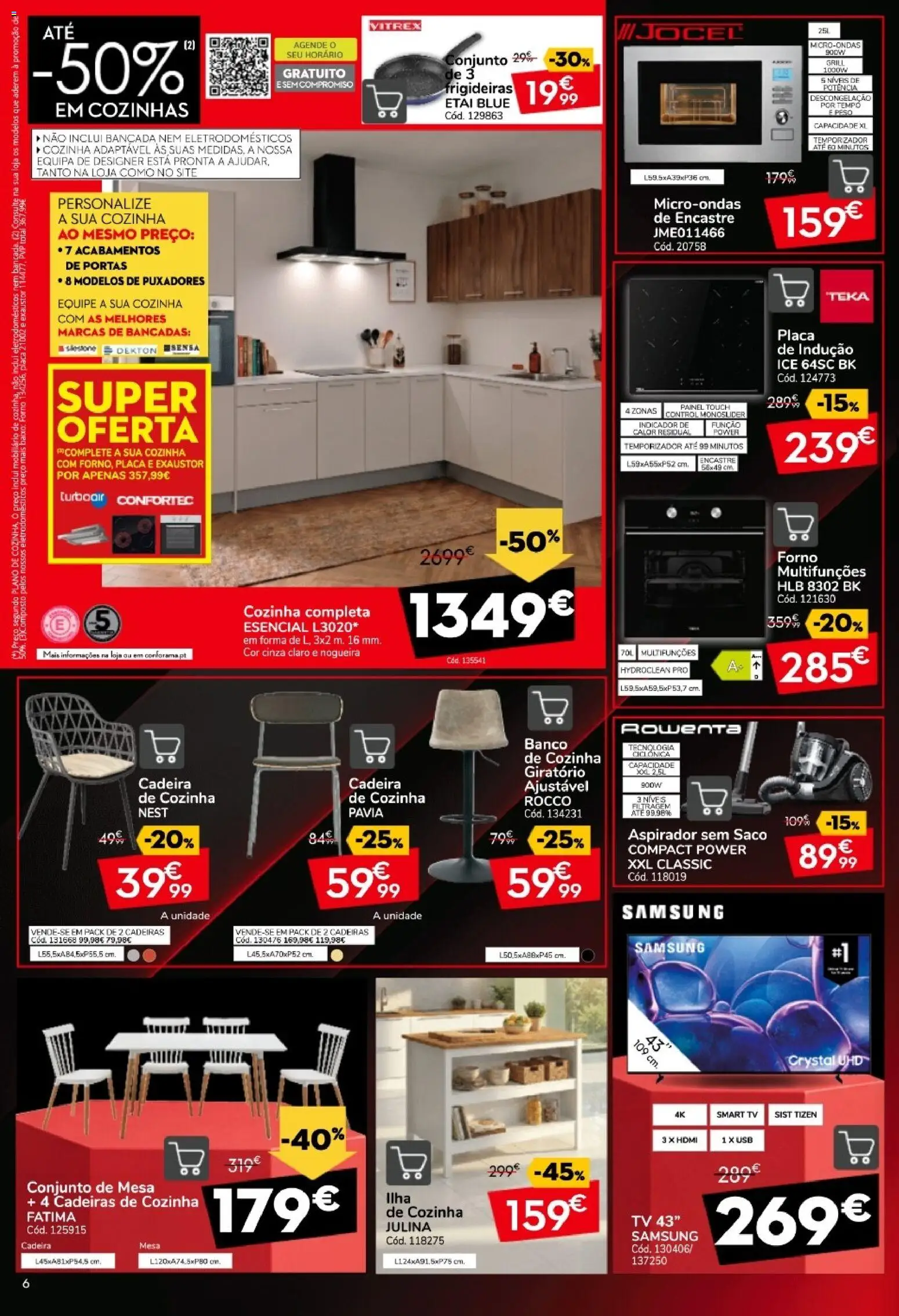 Conforama Black Friday │ válido de 29/10/2026 | Página: 6 | Produtos: Forno, Cadeiras, Aspirador sem saco, Microondas