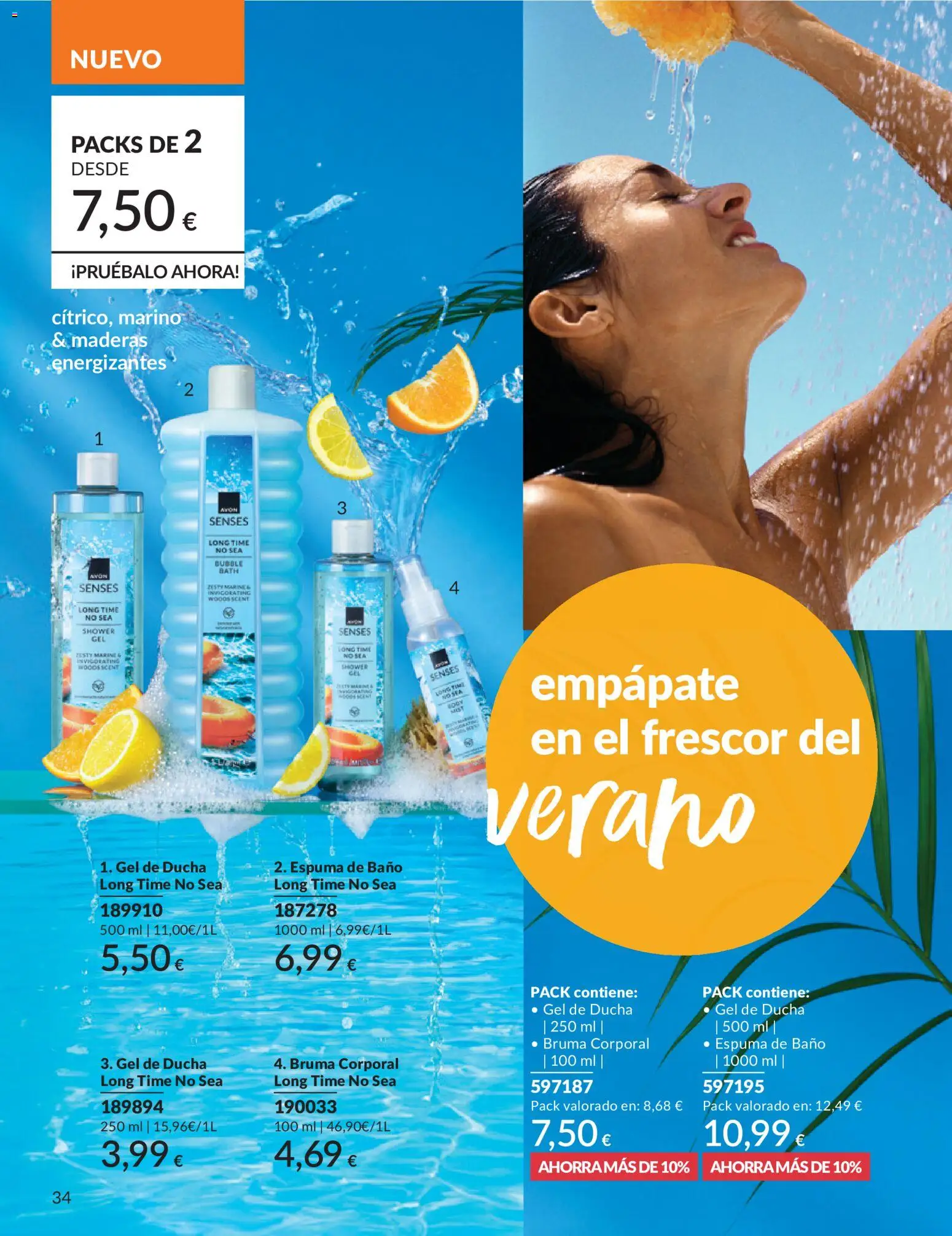 Catálogo AVON campaña 6 │ válido desde el 01.06.2026 | Página: 34 | Productos: Gel de ducha, Espuma de baño, Body, Ducha
