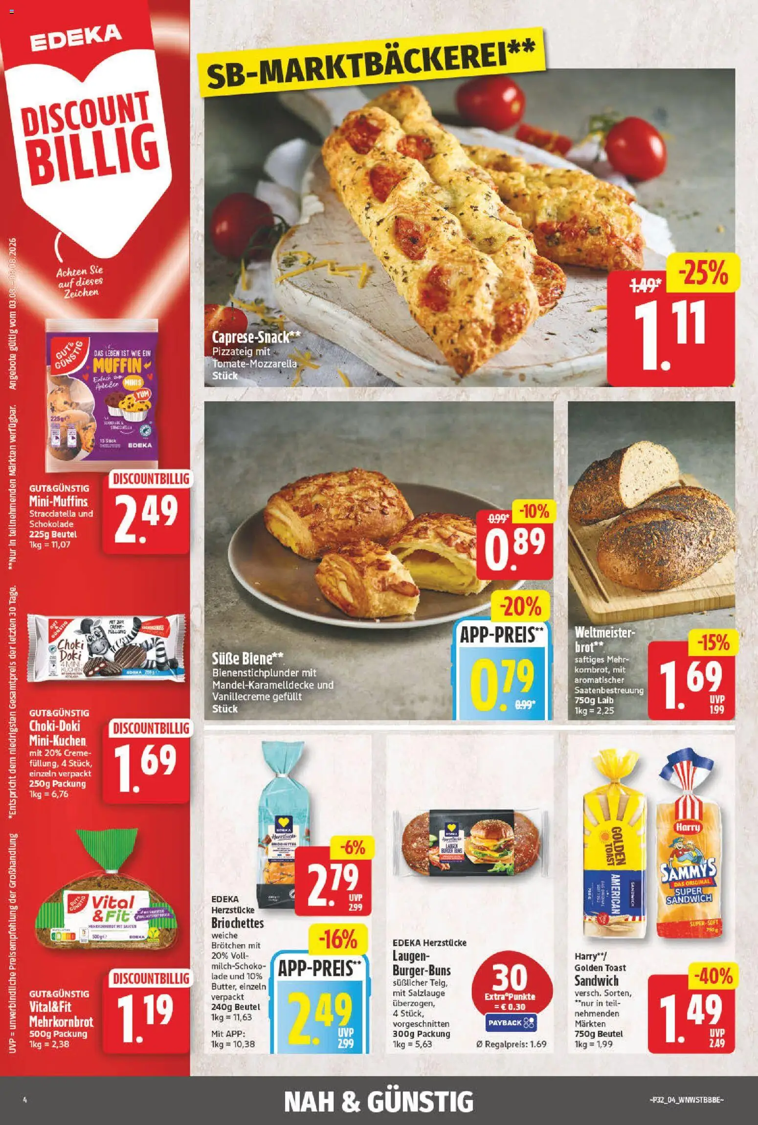 NP Discount Prospekt – gültig ab 03.08.2026 | Seite: 4 | Produkte: Toast, Schokolade, Brot, Kuchen