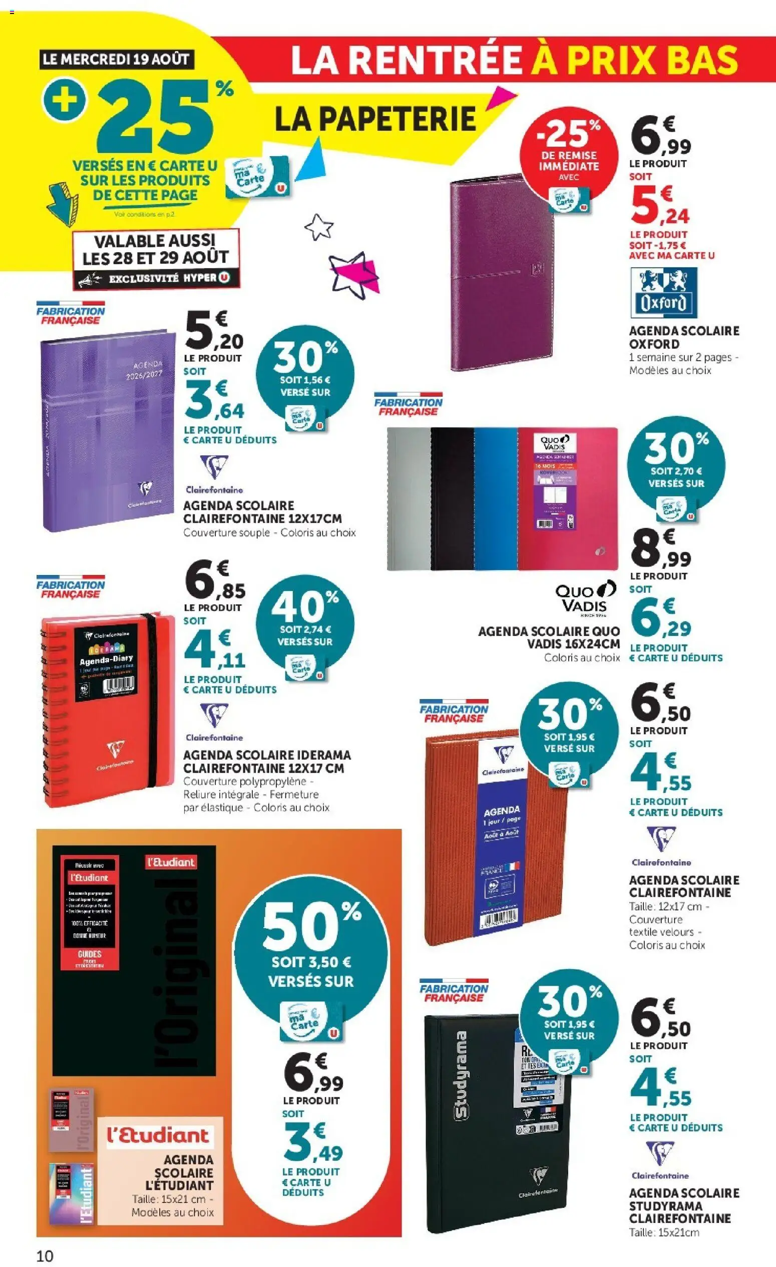 {H1} | Page: 10 | Produits: Couverture, Agenda, Agenda scolaire