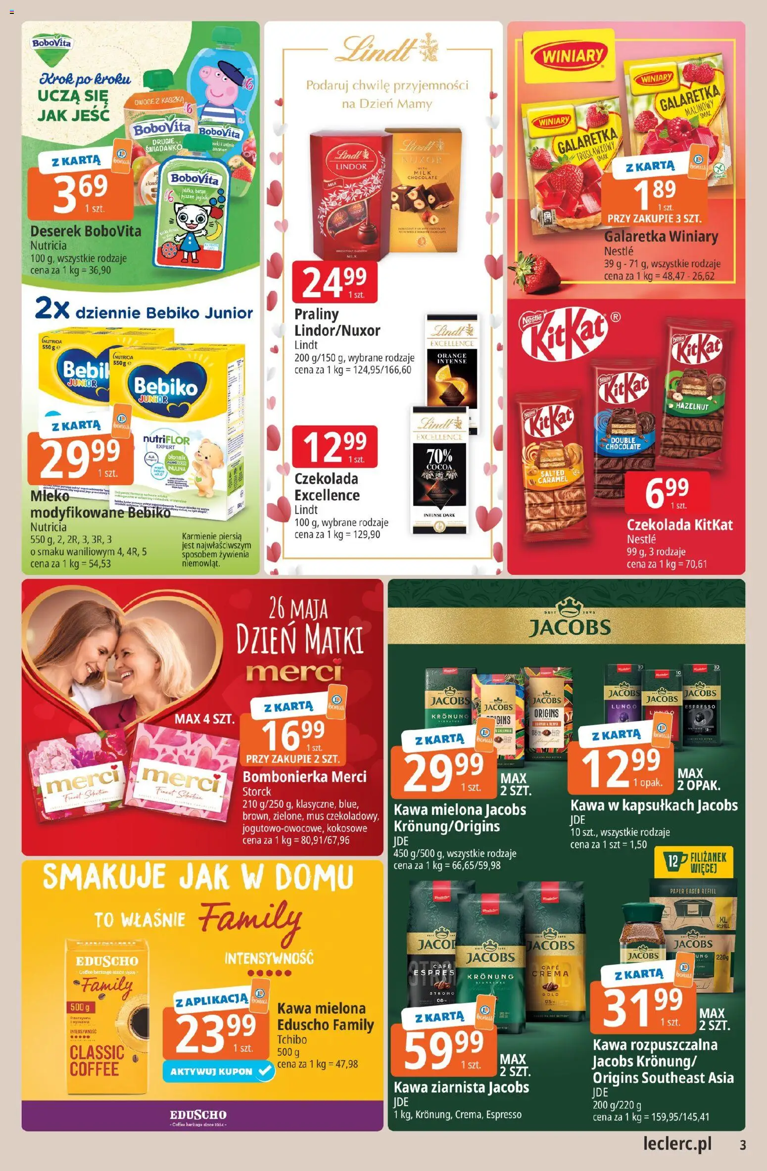 E.Leclerc gazetka - Elbląg od 19.05.2026 | Strona: 3 | Produkty: Karta, Galaretka, Merci, Banan
