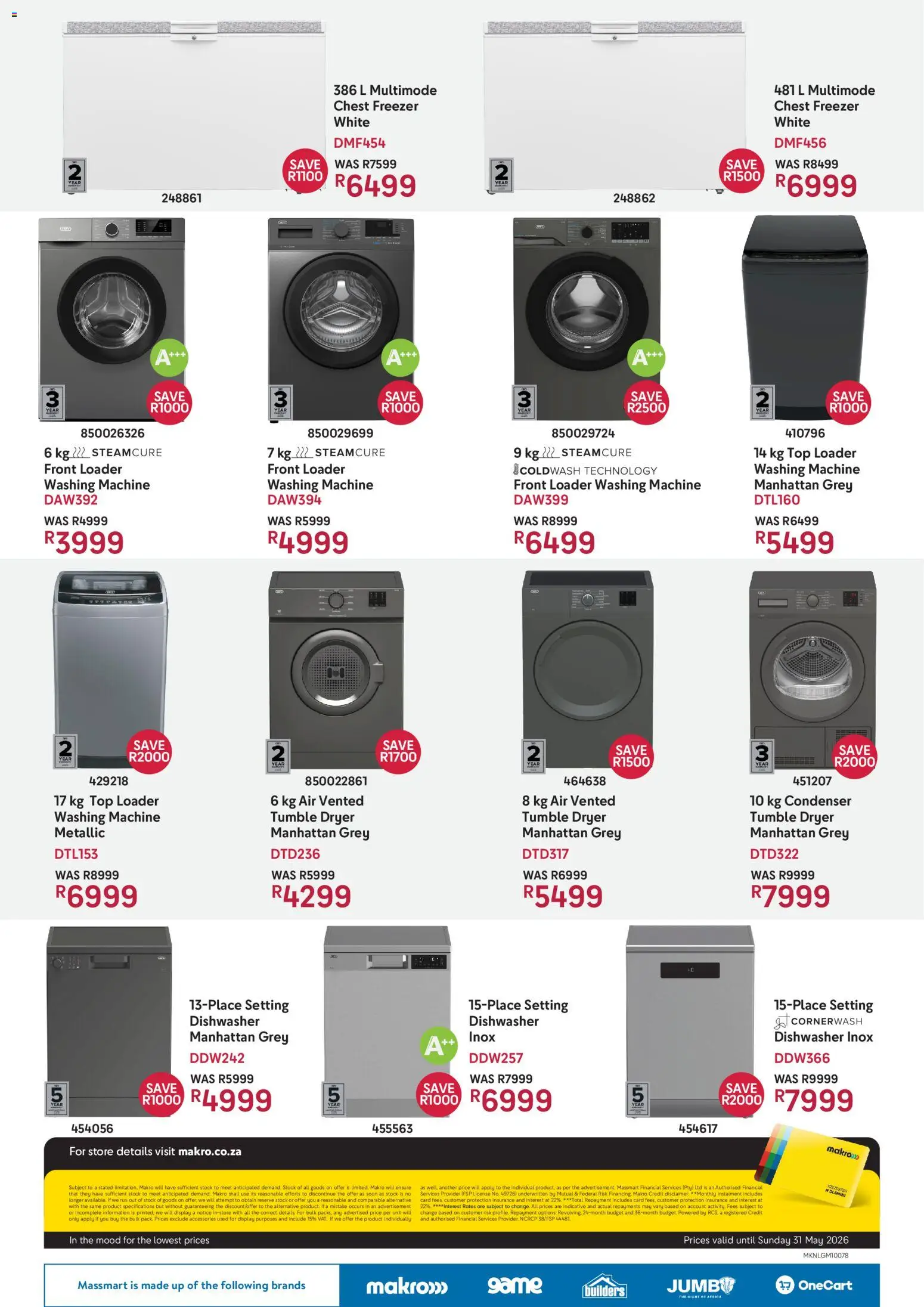New Makro catalogue – valid from 19.05.2026 | Page: 4 | Products: Freezer, Washing machine, Dishwasher, Tumble dryer