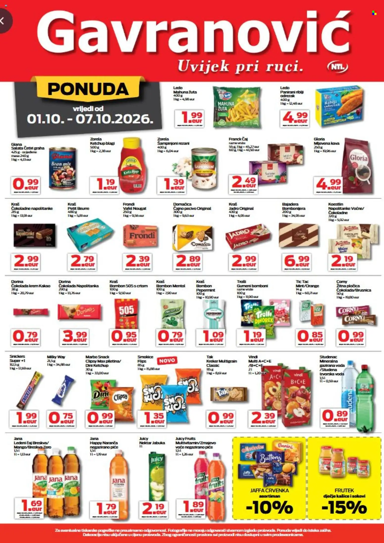 Gavranović katalog | vrijedi od 01.10.2026 | Stranica: 3 | Proizvodi: Mahuna, Čokolada, Salata, Kašice