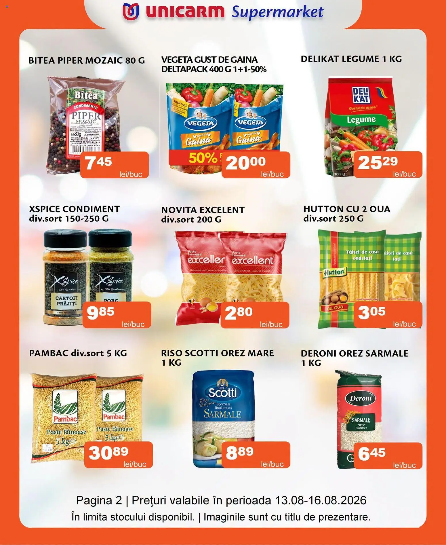 Noul catalog Unicarm – valabil de la 13.08.2026 | Pagină: 2 | Produse: Ouă, Condimente, Cartofi, Legume