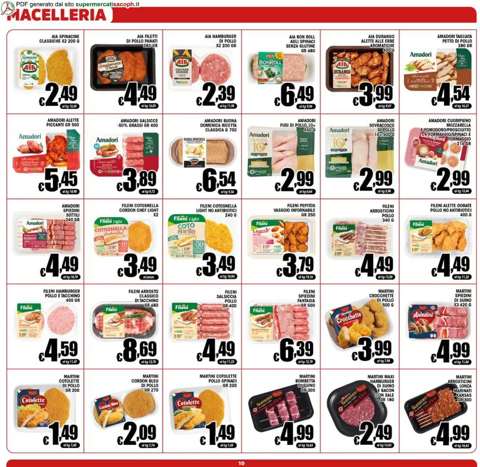 Volantino Sacoph del 23/09/2026 | Pagina: 10 | Prodotti: Petto di Pollo, Sale, Hamburger, Arrosticini