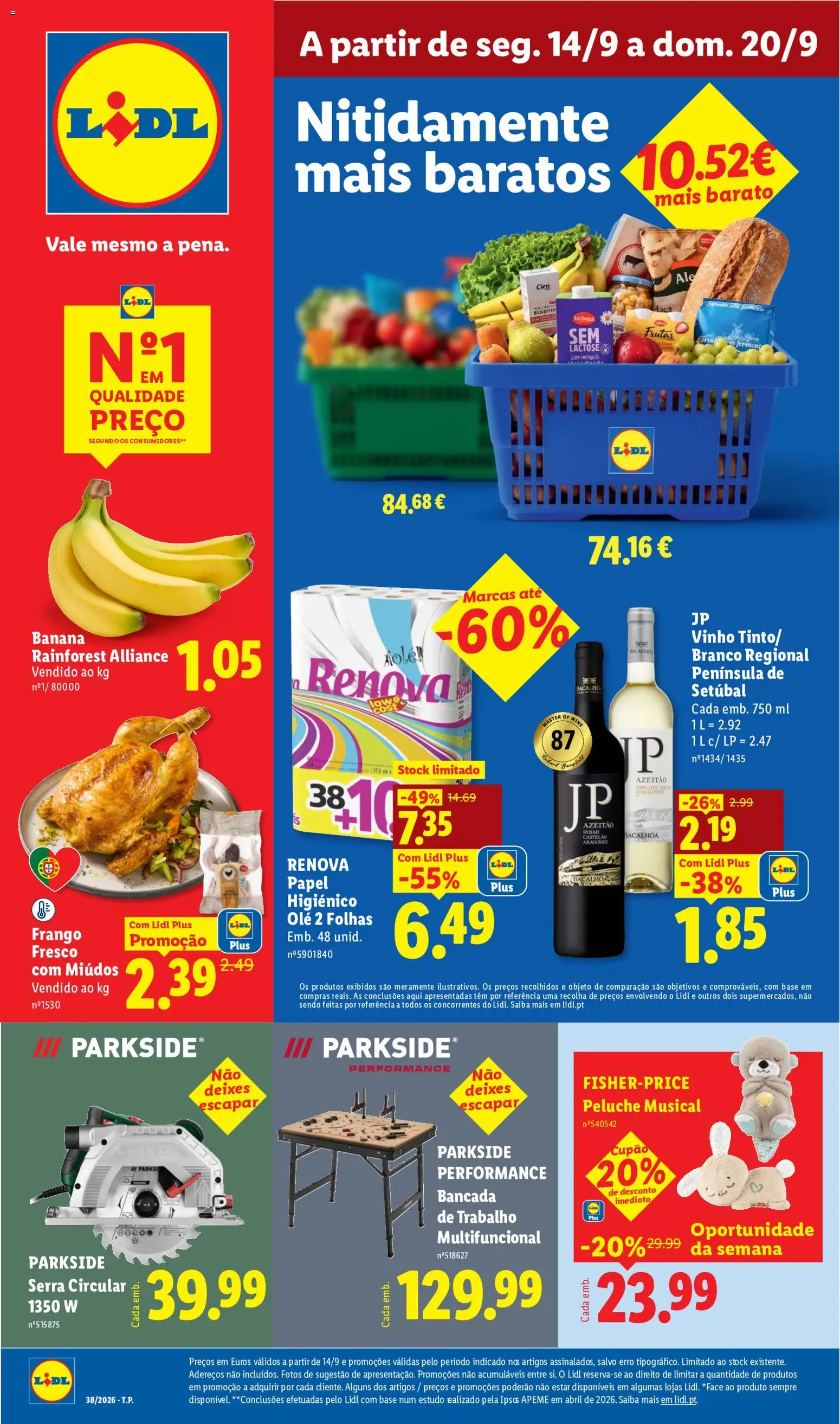 Lidl folheto │ válido de 14/09/2026 | Página: 1 | Produtos: Banana, Frango, Frutas, Vinho