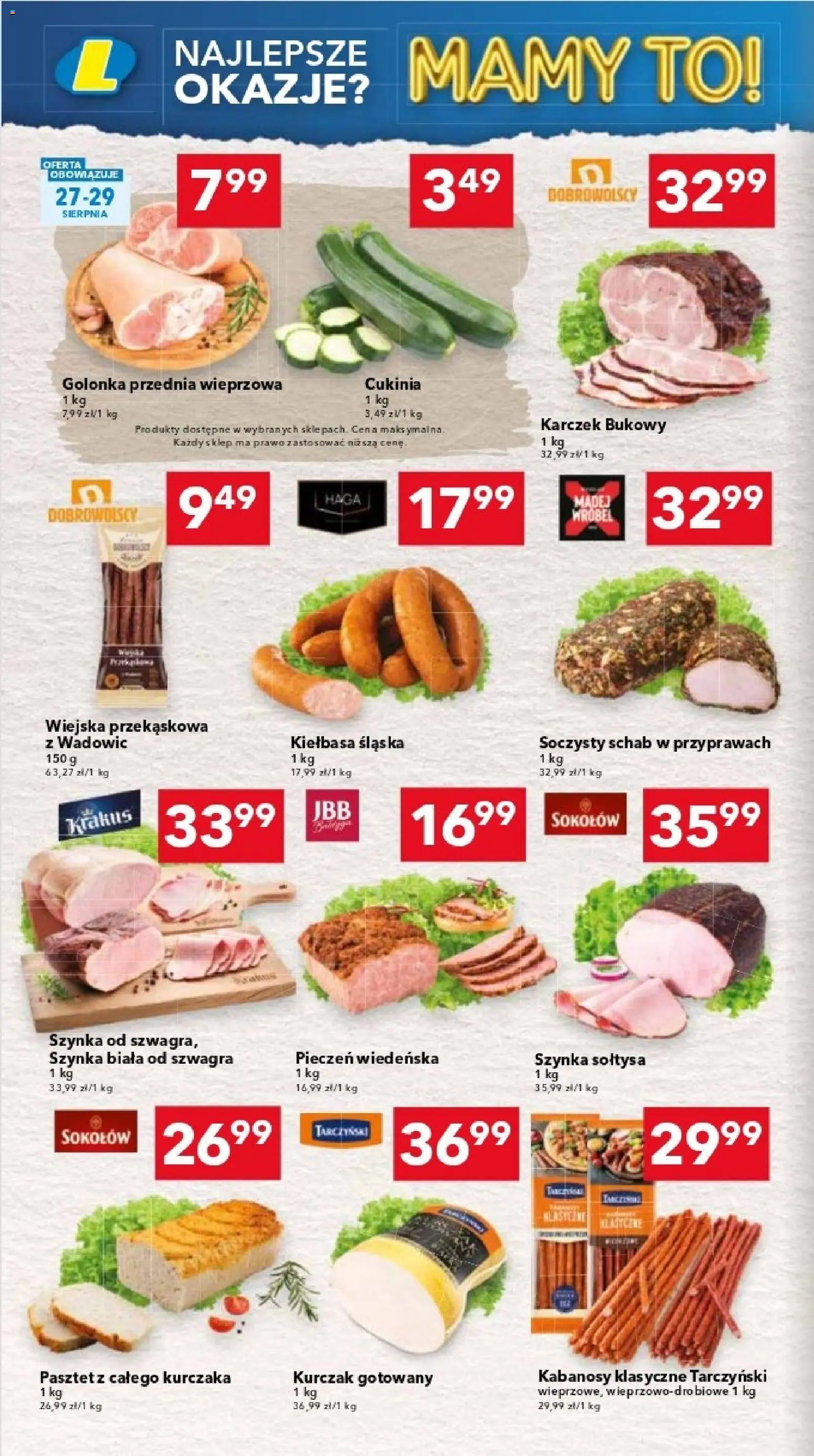 Lewiatan gazetka - Katowice od 27.08.2026 | Strona: 2 | Produkty: Kurczak, Schab, Kabanosy, Cukinia