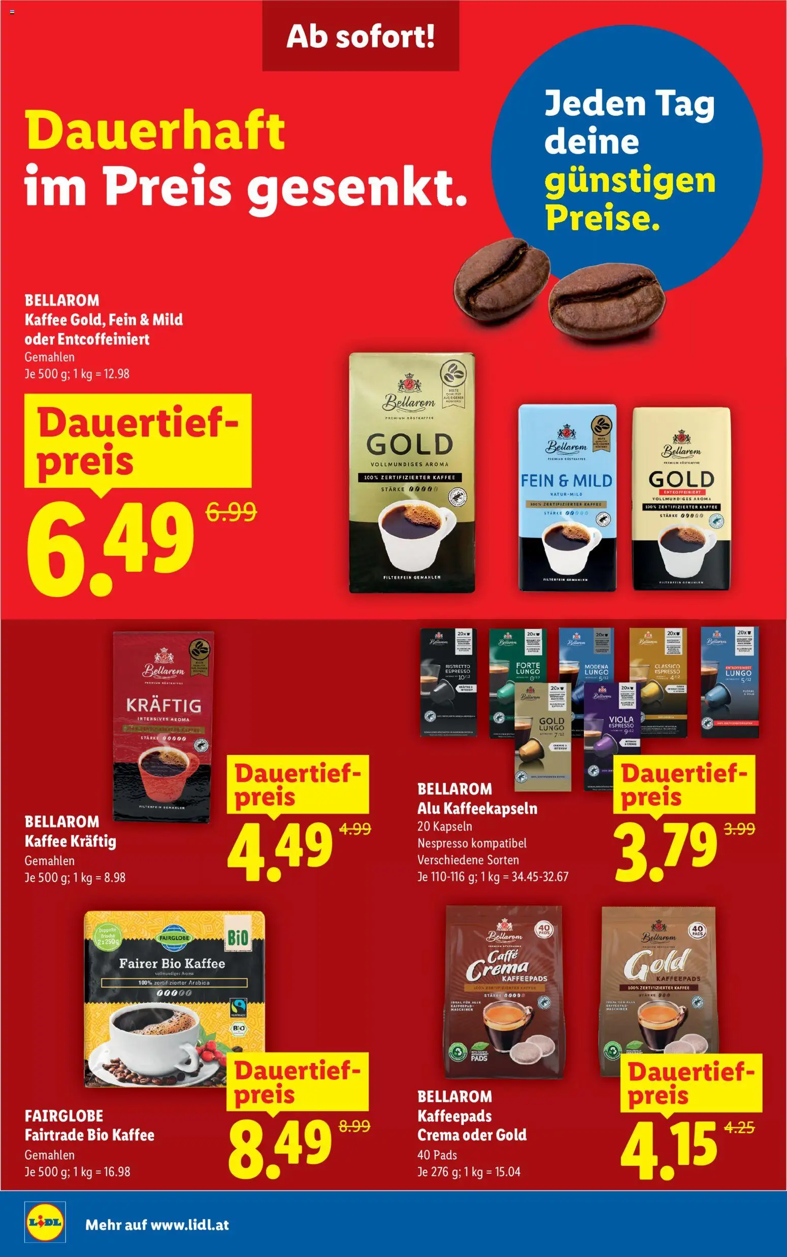 Lidl Jeden Tag deine günstige Preise gültig ab 08.07.2026 | Seite: 1 | Produkte: Kaffee