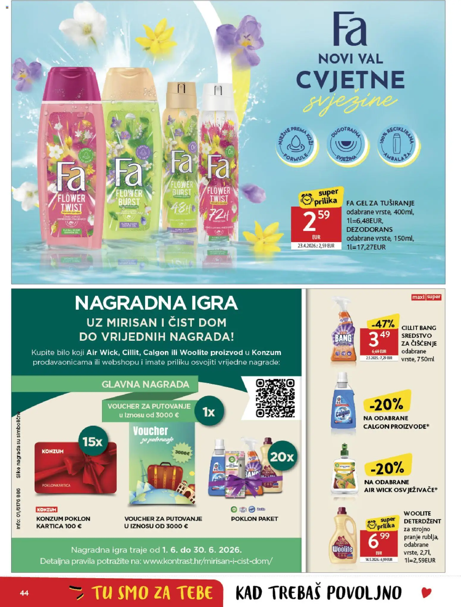 Konzum katalog | vrijedi od 27.05.2026 | Stranica: 44 | Proizvodi: Gel za tuširanje, Dezodorans, Deterdžent, Igra