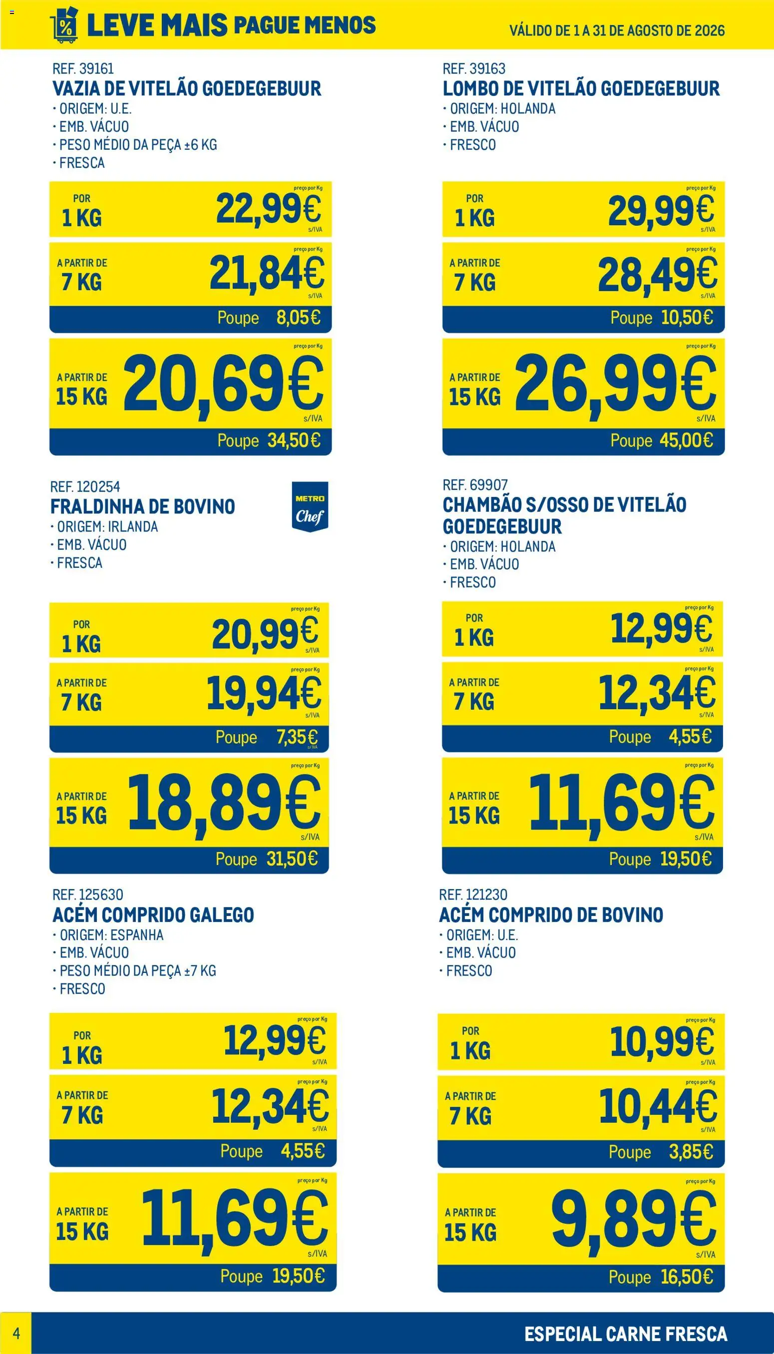 Makro Leve Mais Pague Menos - Carne Fresca │ válido de 01/08/2026 | Página: 4 | Produtos: Lombo, Carne