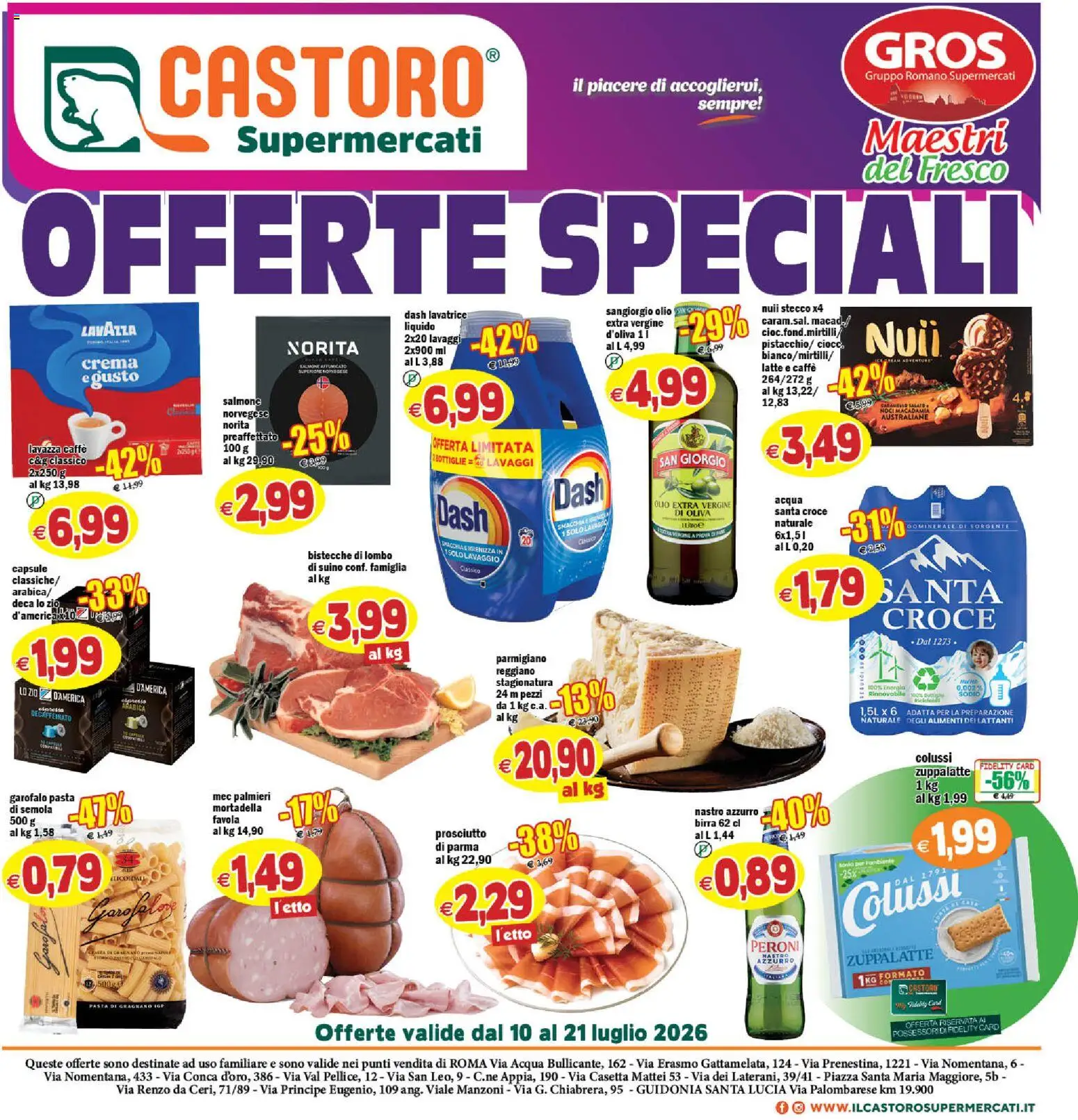 Volantino Il Castoro del 10/07/2026 | Pagina: 1 | Prodotti: Caffè, Suino, Pasta, Mortadella