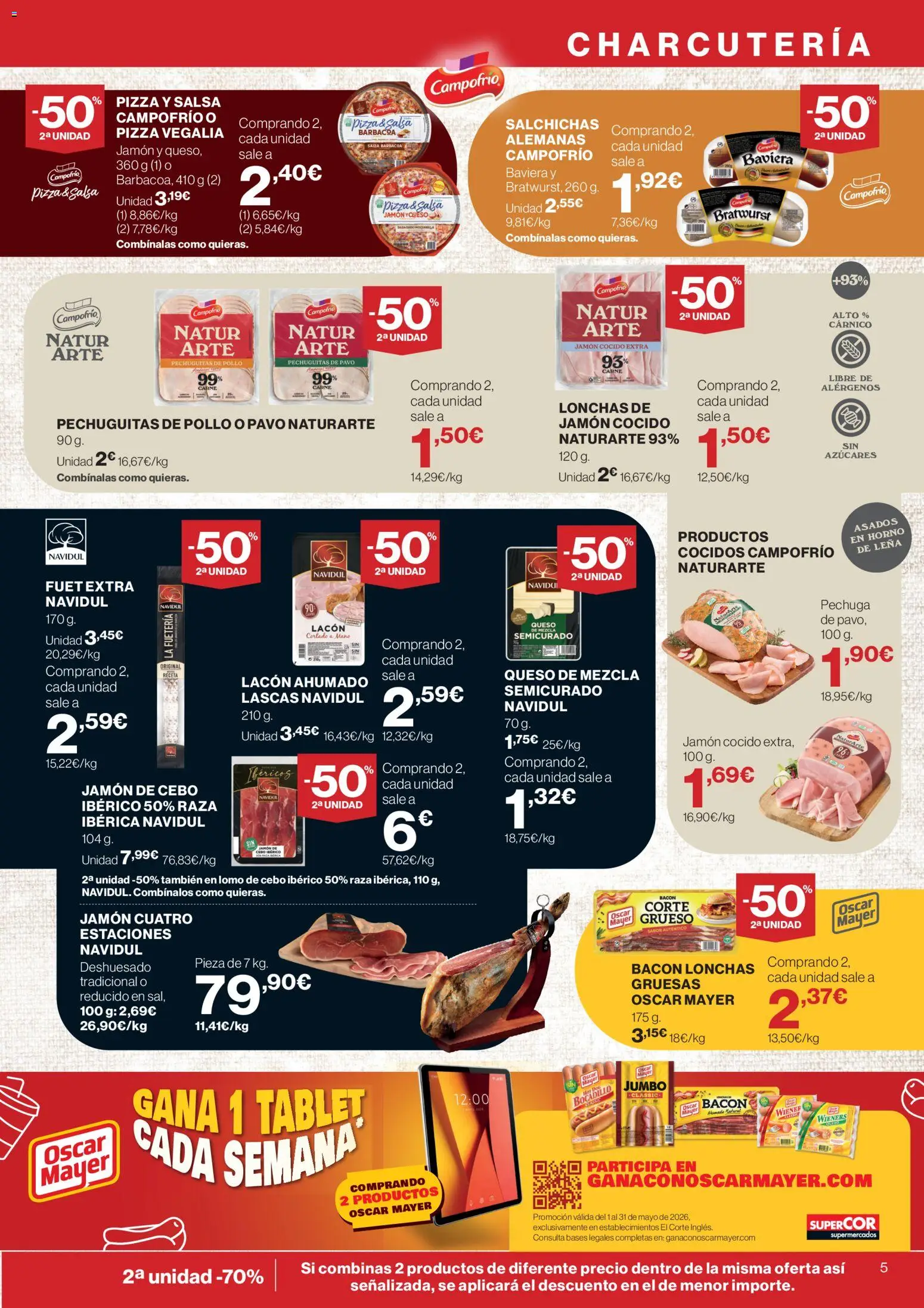 Supercor Península y Baleares │ válido desde el 21.05.2026 | Página: 5 | Productos: Queso, Jamón, Jamón cocido, Tablet