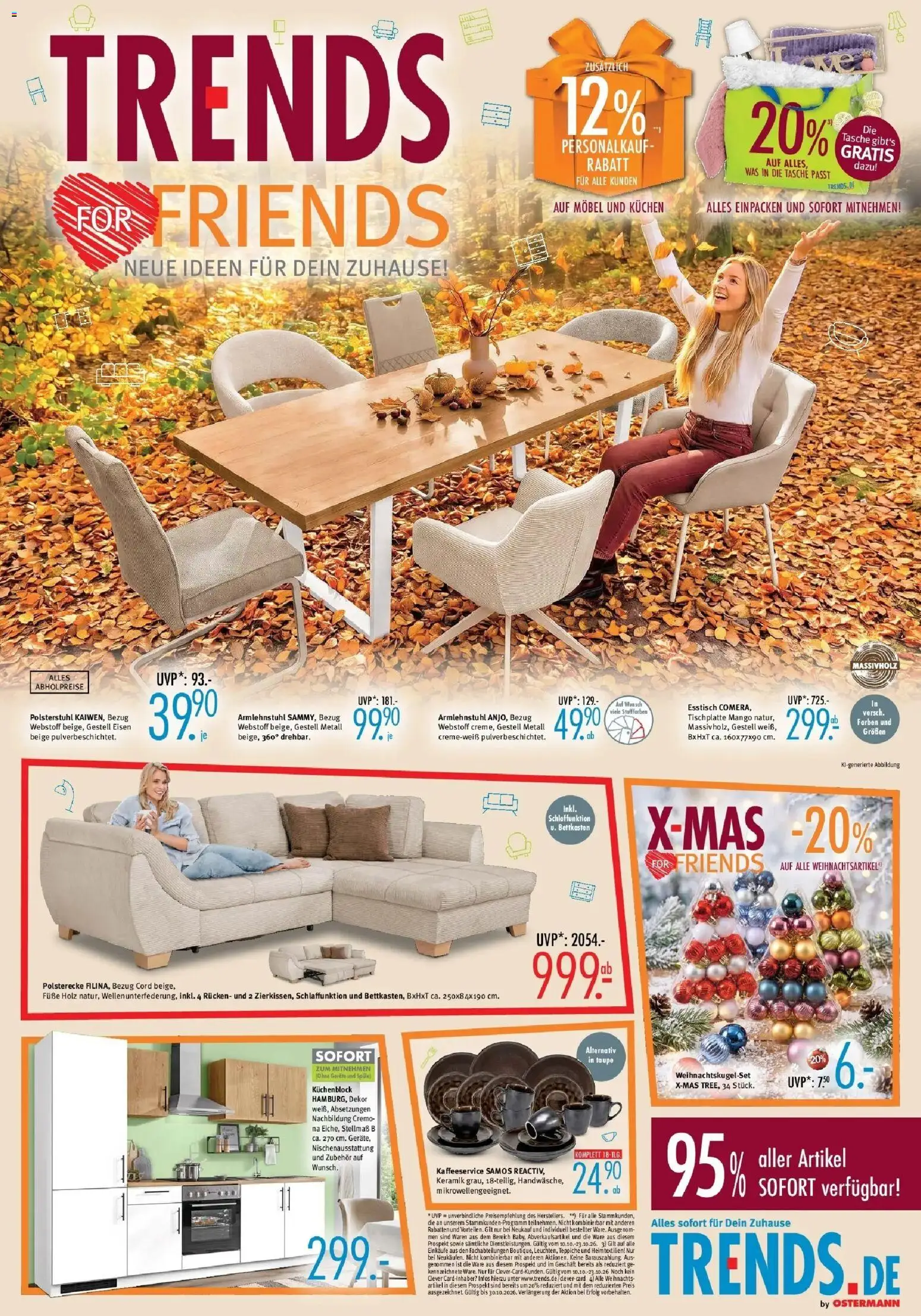 Trends Aktueller Prospekt (ab 10.10.2026) zum Blättern | Seite: 1 | Produkte: Tasche, Küchenblock, Esstisch, Kuchen