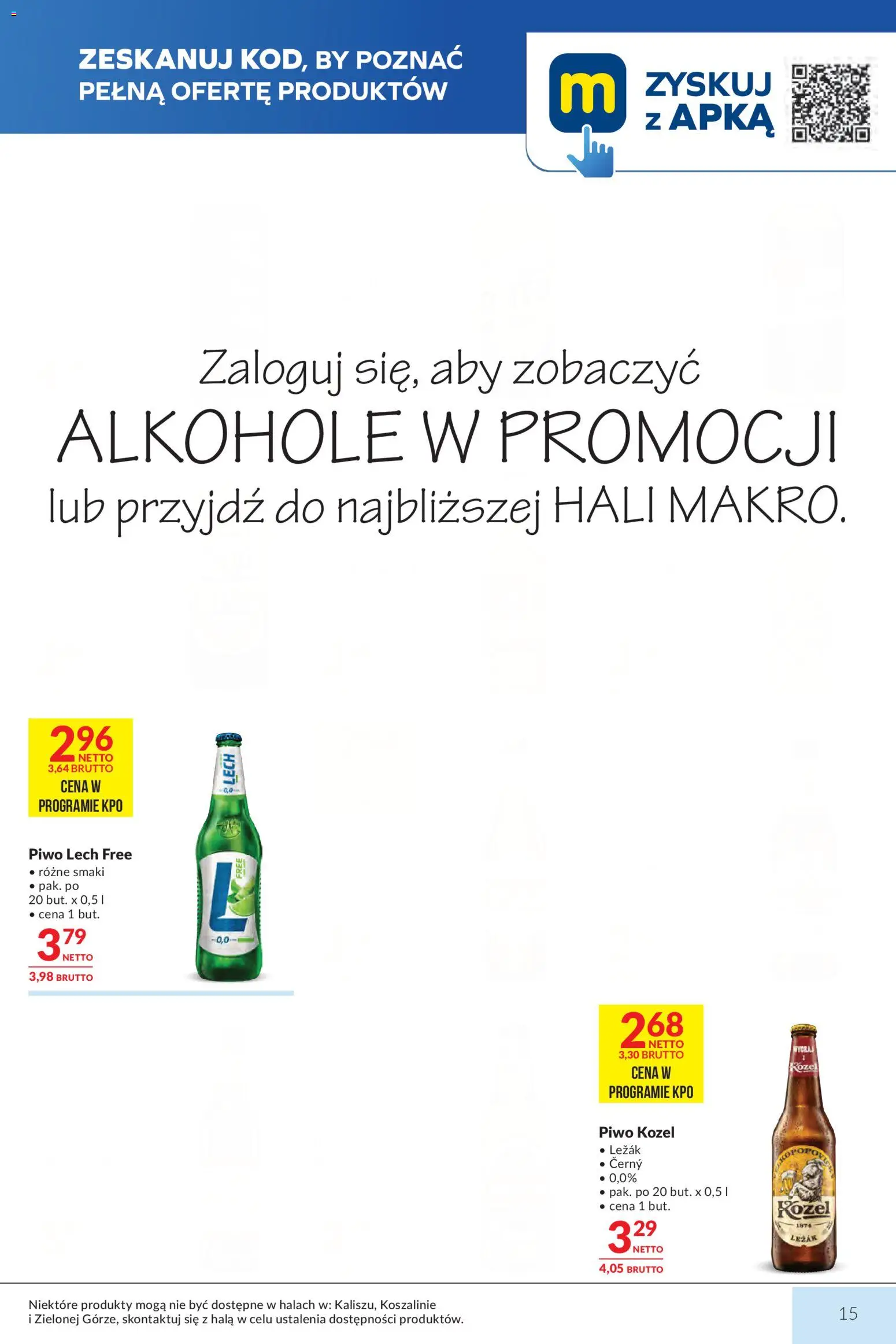 Makro gazetka od 18.08.2026 | Strona: 15 | Produkty: Alkohole, Lech, Leżak, Piwo kozel