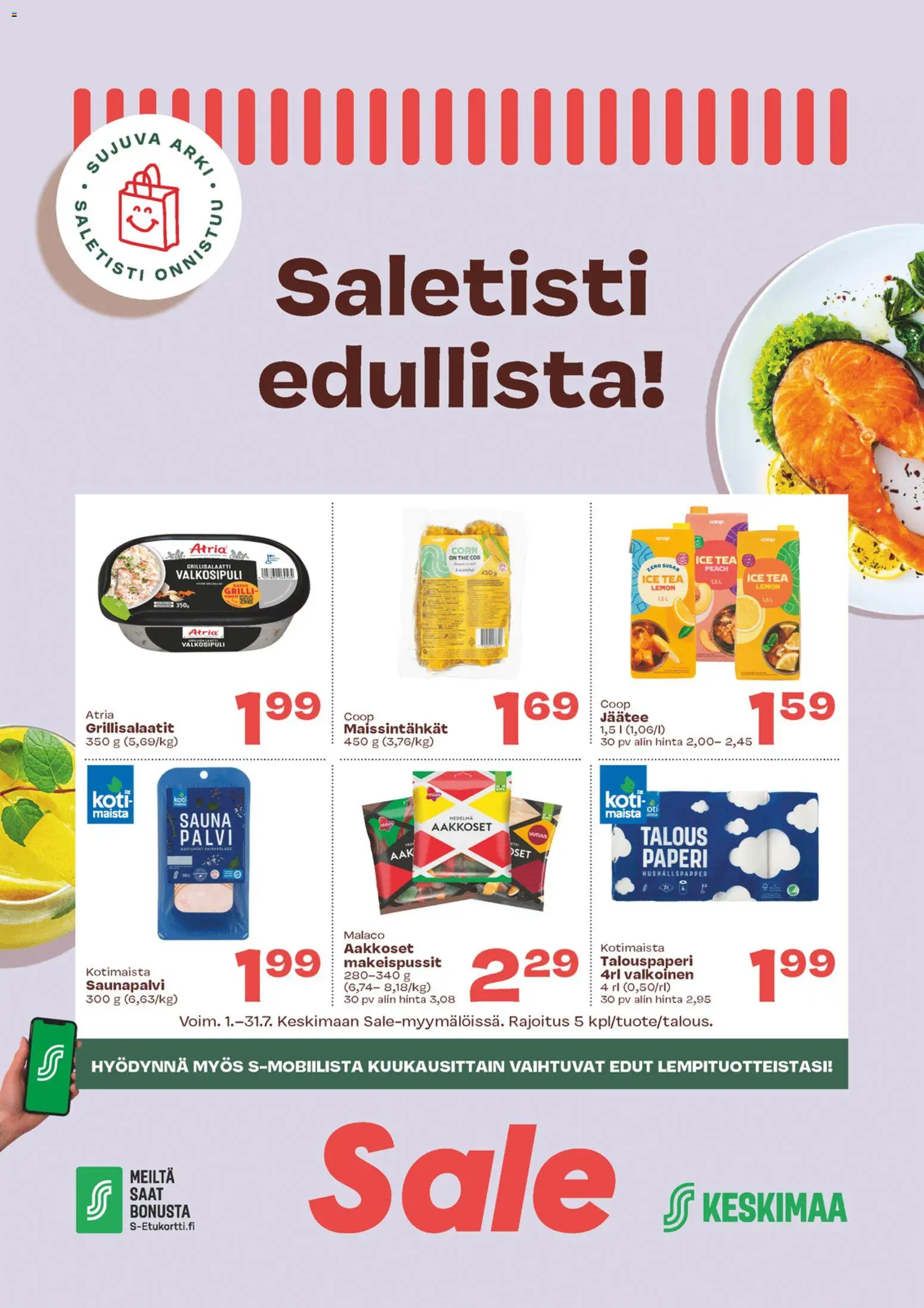 Sale tarjoukset – voimassa 01/07/2026 alkaen | Sivu: 1 | Tuotteet: Grilli, Valkosipuli, Makeispussit, Paperi