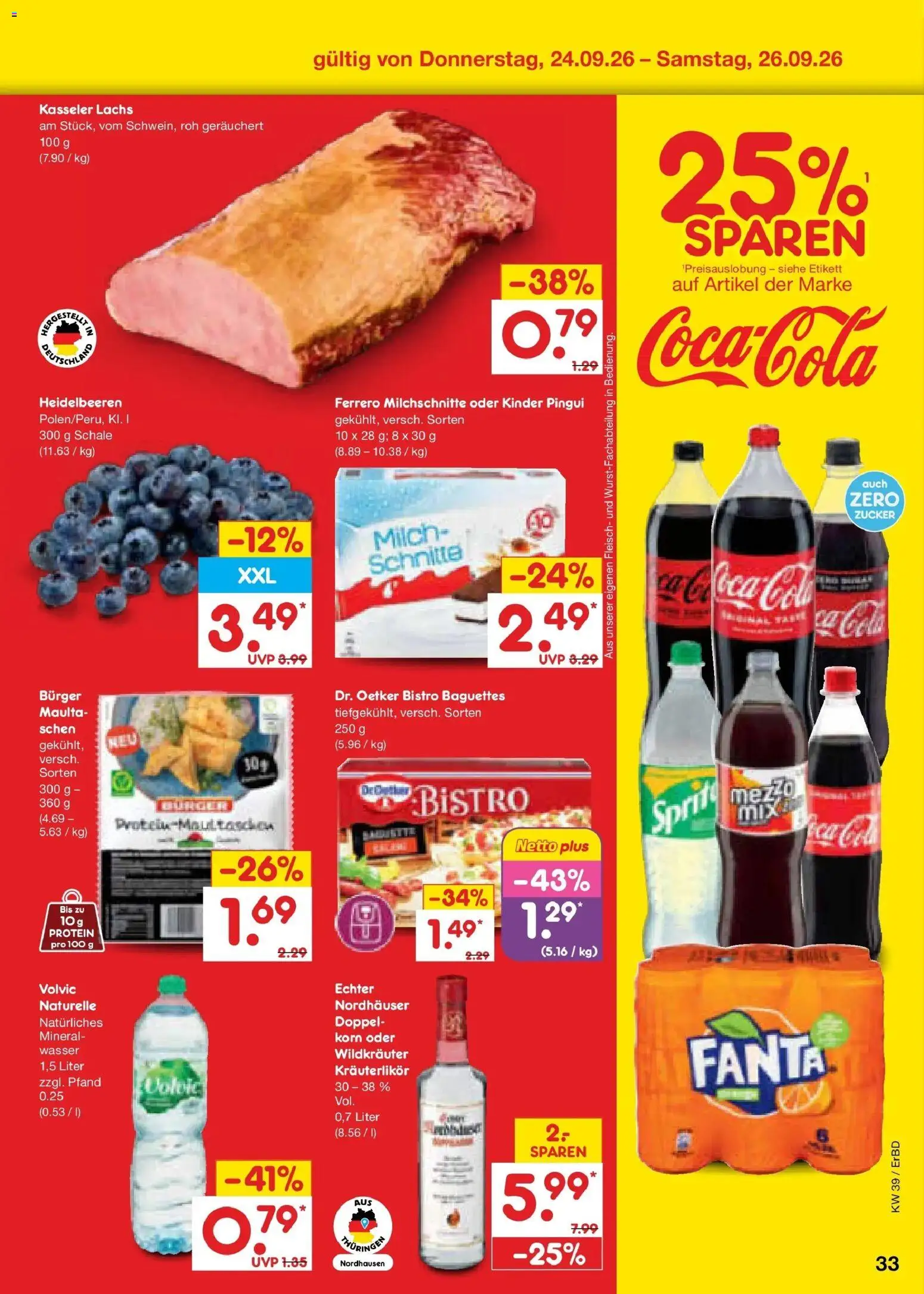 Netto Marken-Discount Prospekt Weimar – gültig ab 21.09.2026 | Seite: 47 | Produkte: Milch, Heidelbeeren, Wasser, Ferrero milchschnitte