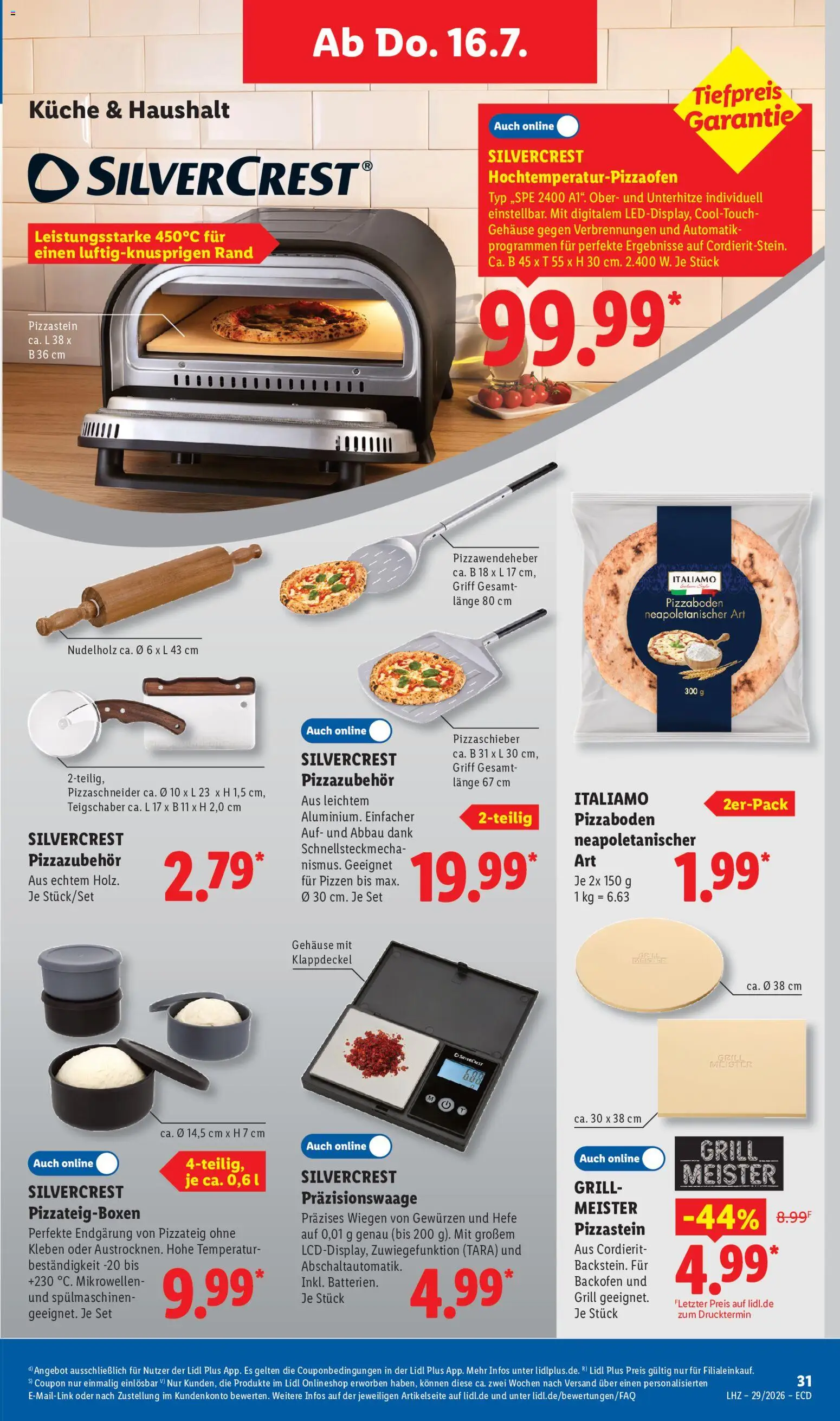 Lidl Prospekt – gültig ab 13.07.2026 | Seite: 31 | Produkte: Grill, Küche, Backofen, Pizza