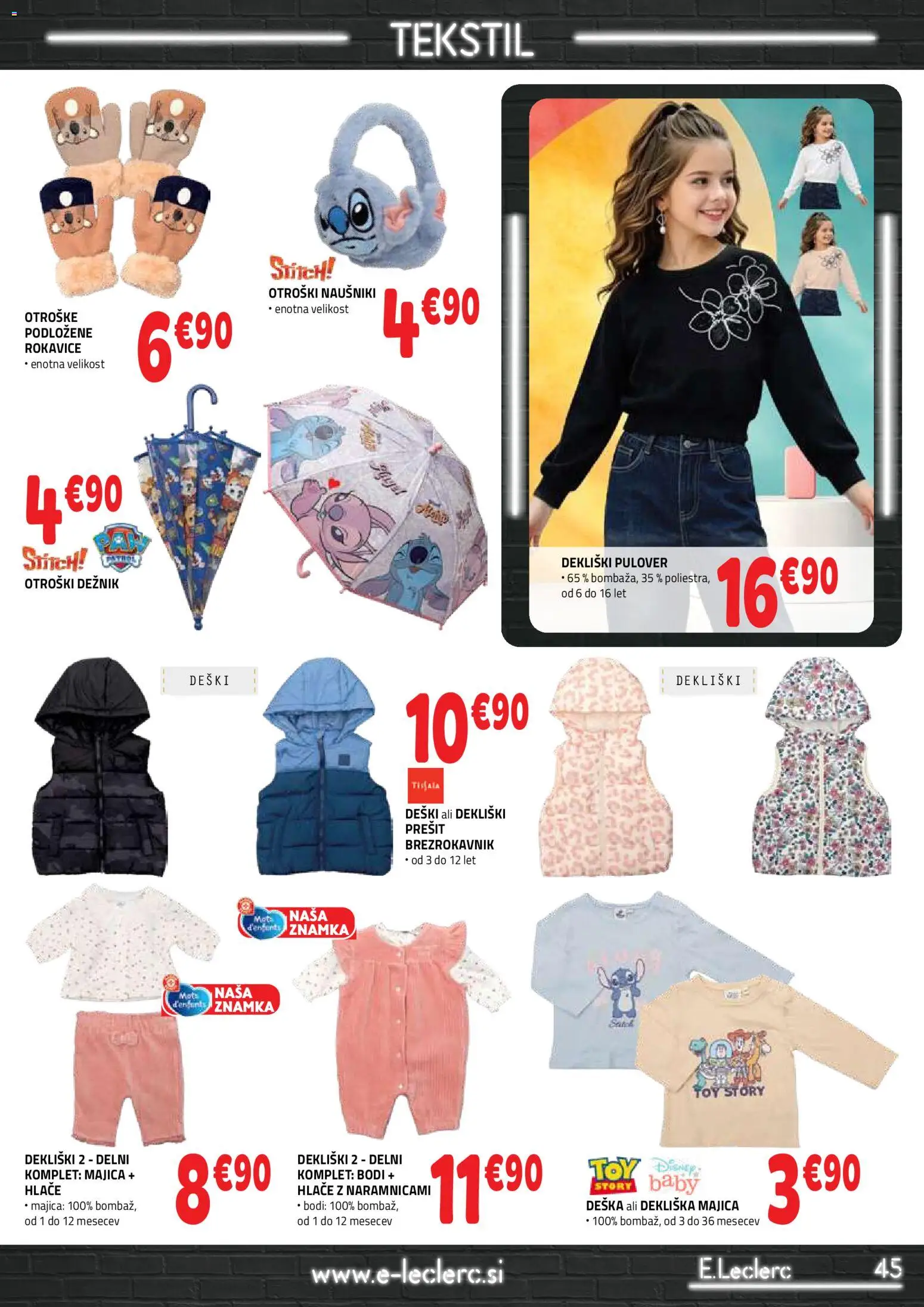Novi E.leclerc katalog ponudbe – veljaven od 28.10.2026 | Stran: 45 | Izdelki: Pulover, Hlace, Naušniki, Rokavice