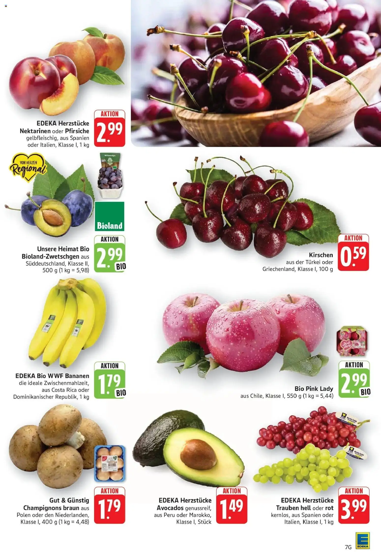 Eislingen – gültig ab 10.08.2026 | Seite: 7 | Produkte: Trauben, Bananen, Kirschen, Champignons