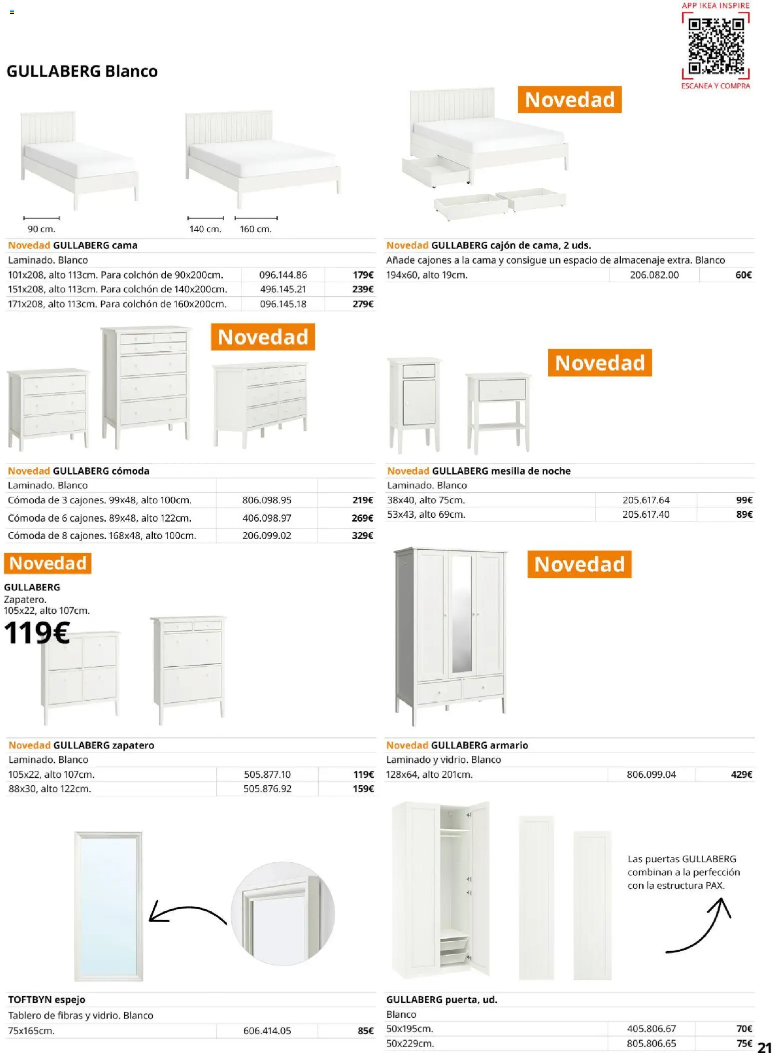 Catálogo IKEA Muebles para el dormitorio │ válido desde el 01/02/2026 | Página: 21 | Productos: Cama, Mesilla de noche, Armario, Puertas