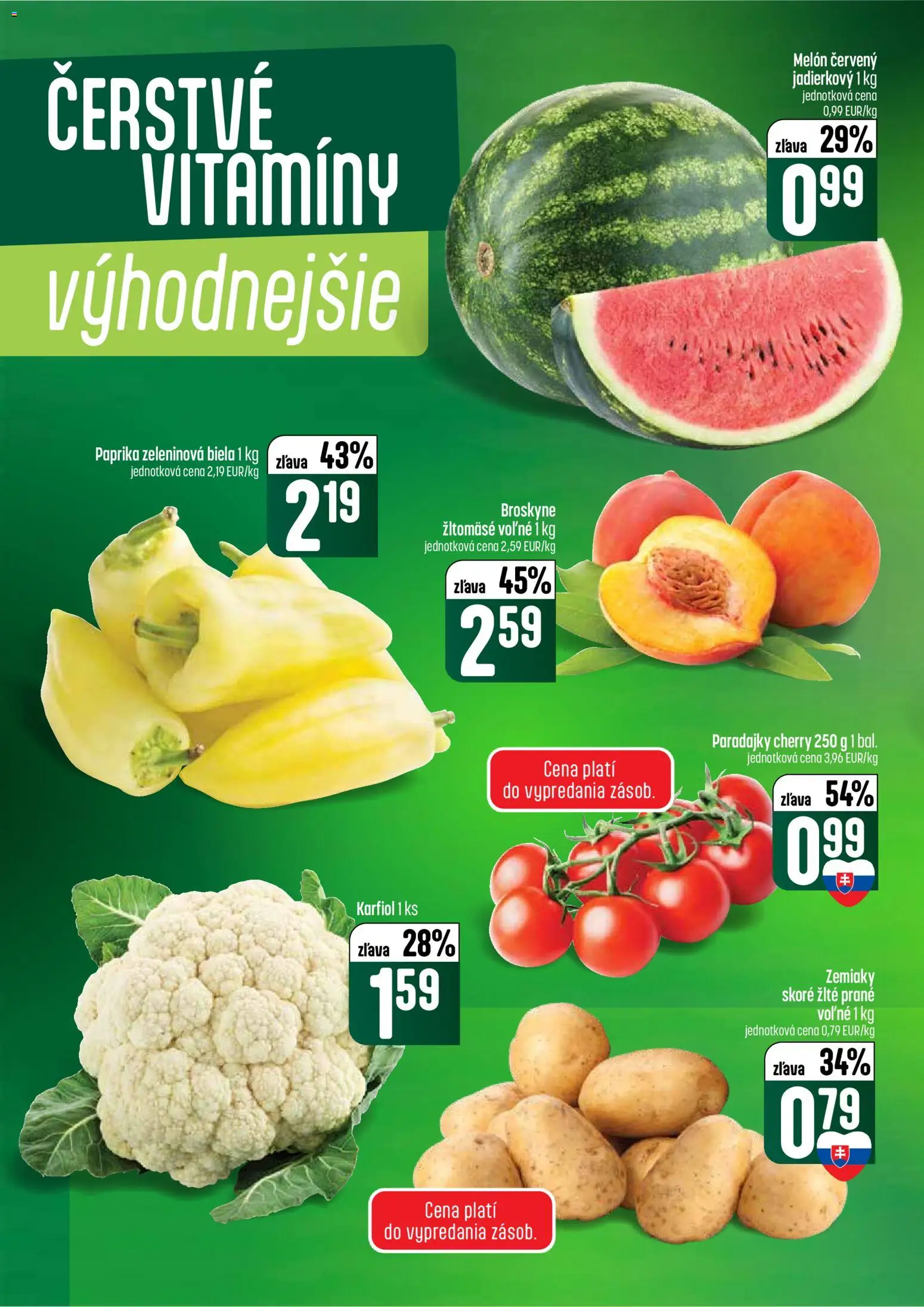 Nové COOP Jednota akcie – leták je platný od 02.07.2026 | Strana: 6 | Produkty: Paprika, Paradajky, Karfiol, Melón