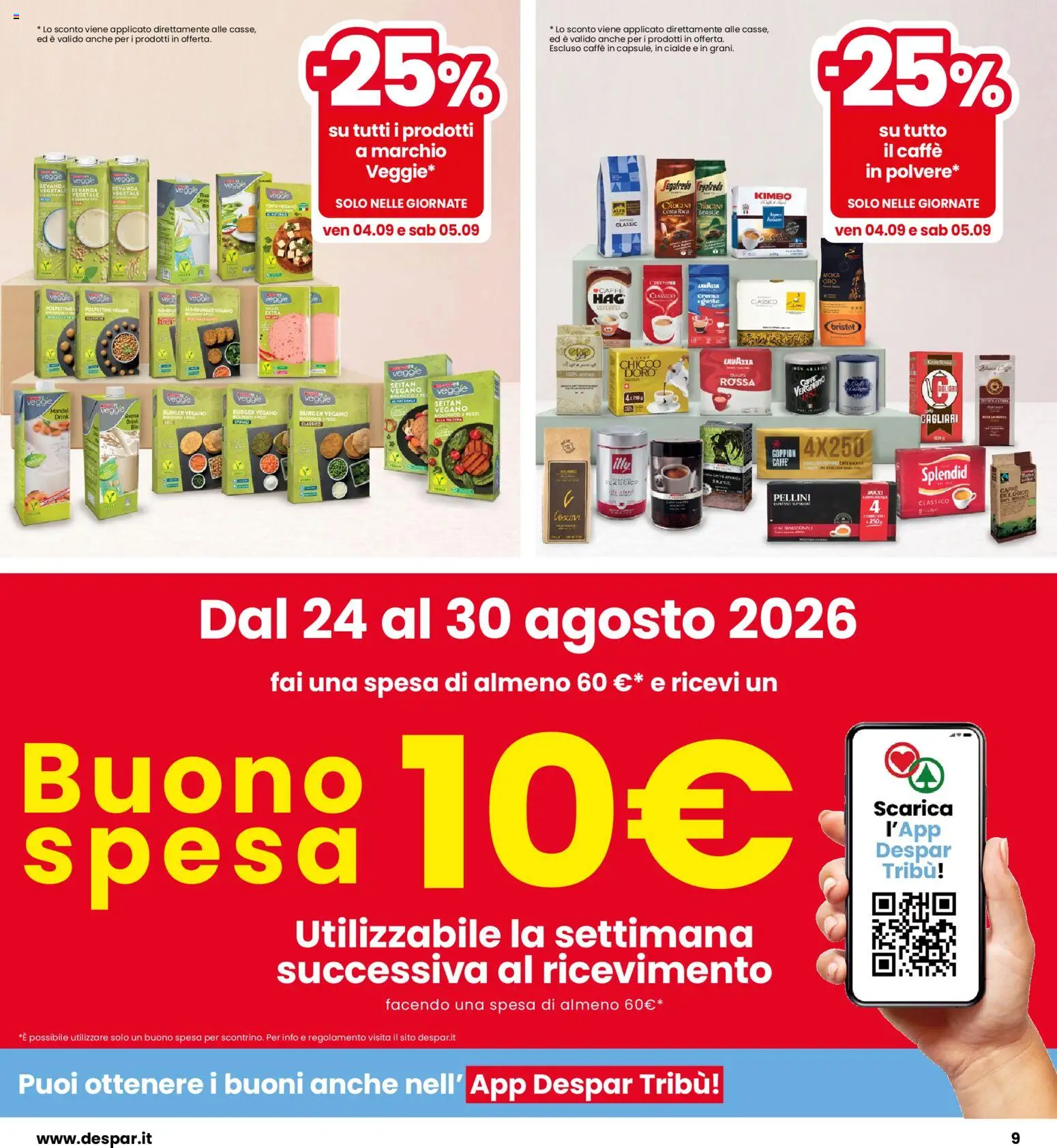 Volantino Interspar del 27/08/2026 | Pagina: 9 | Prodotti: Cialde, Kimbo, Pellini, Seitan