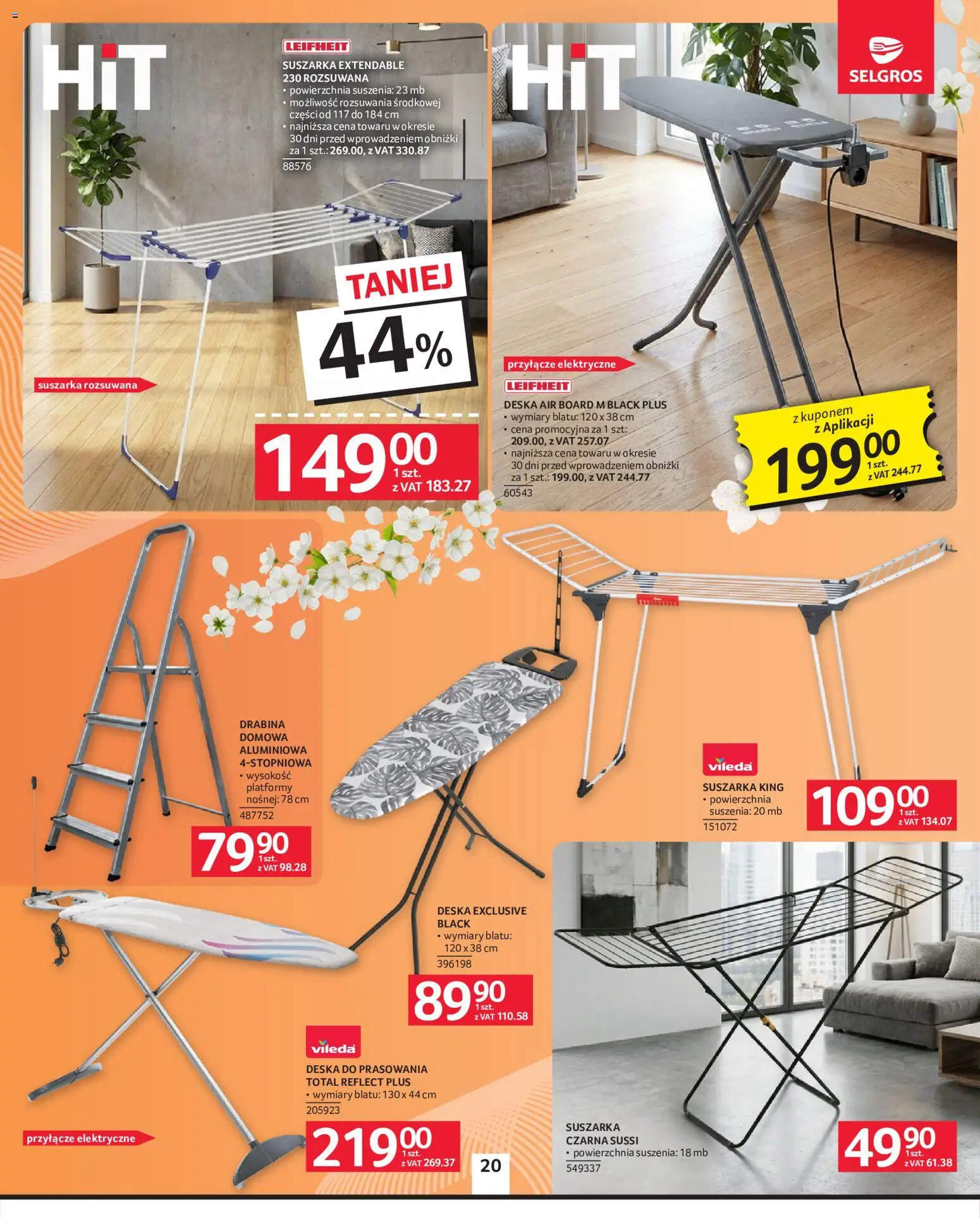 Selgros cash&carry gazetka - Oferta przemysłowa od 21.05.2026 | Strona: 22 | Produkty: Suszarka, Drabina, Deska do prasowania, Vileda