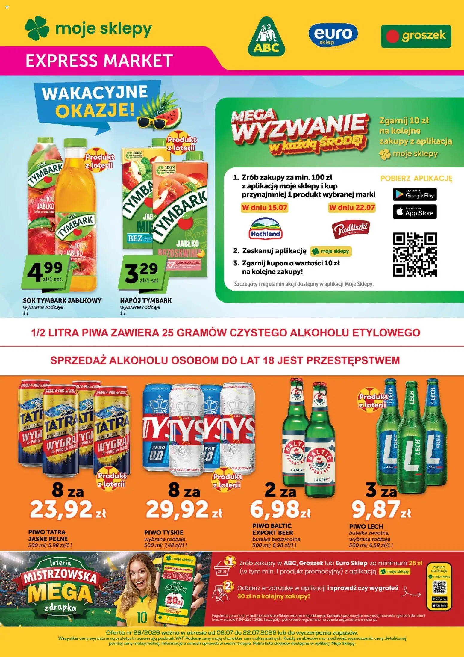 Euro Sklep gazetka - Expressmarket od 09.07.2026 | Strona: 1 | Produkty: Groszek, Tyskie, Sok, Piwo