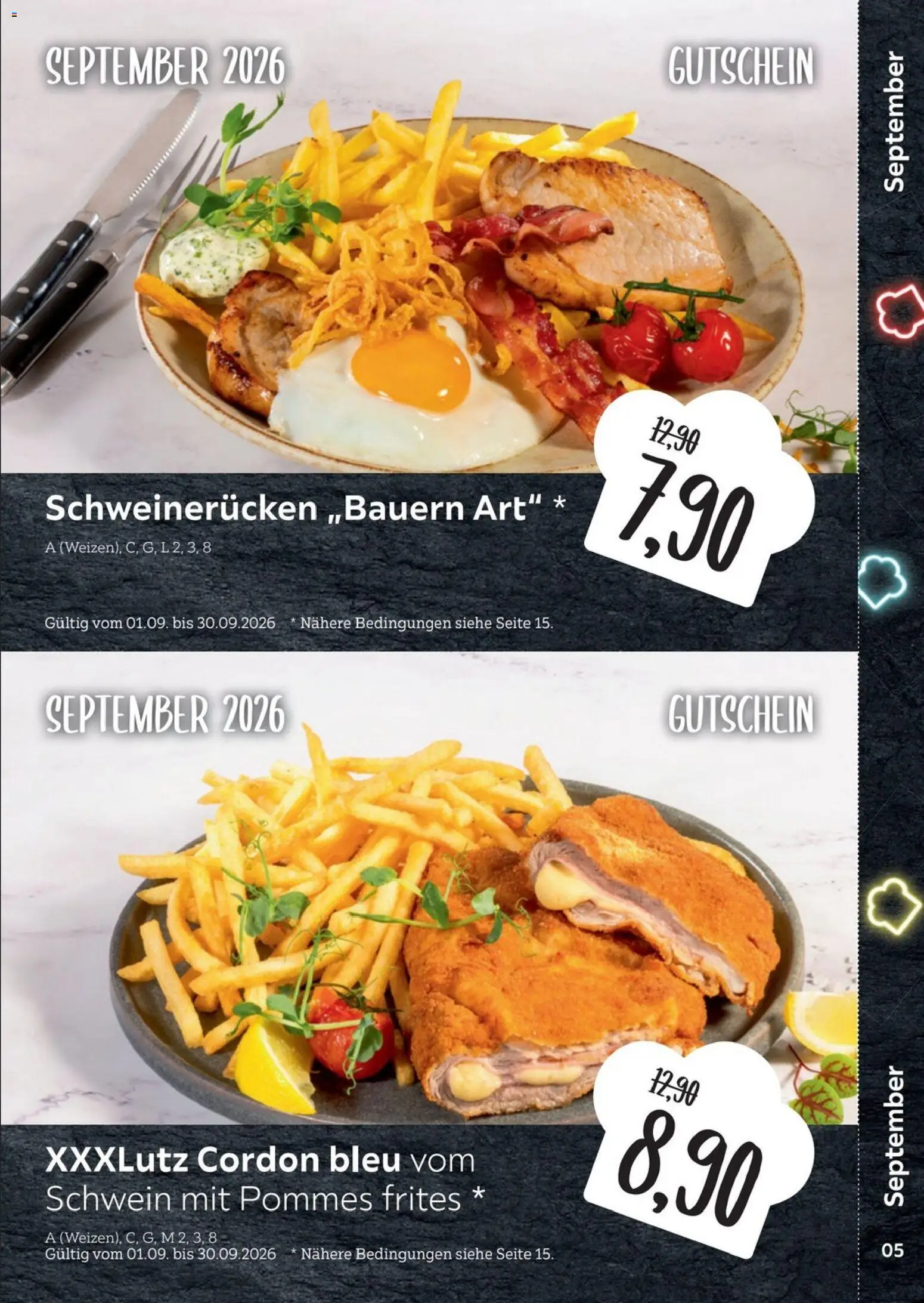 XXXLutz Restaurantgutscheine – gültig ab 01.08.2026 | Seite: 5 | Produkte: Pommes, Pommes frites, Schweinerucken