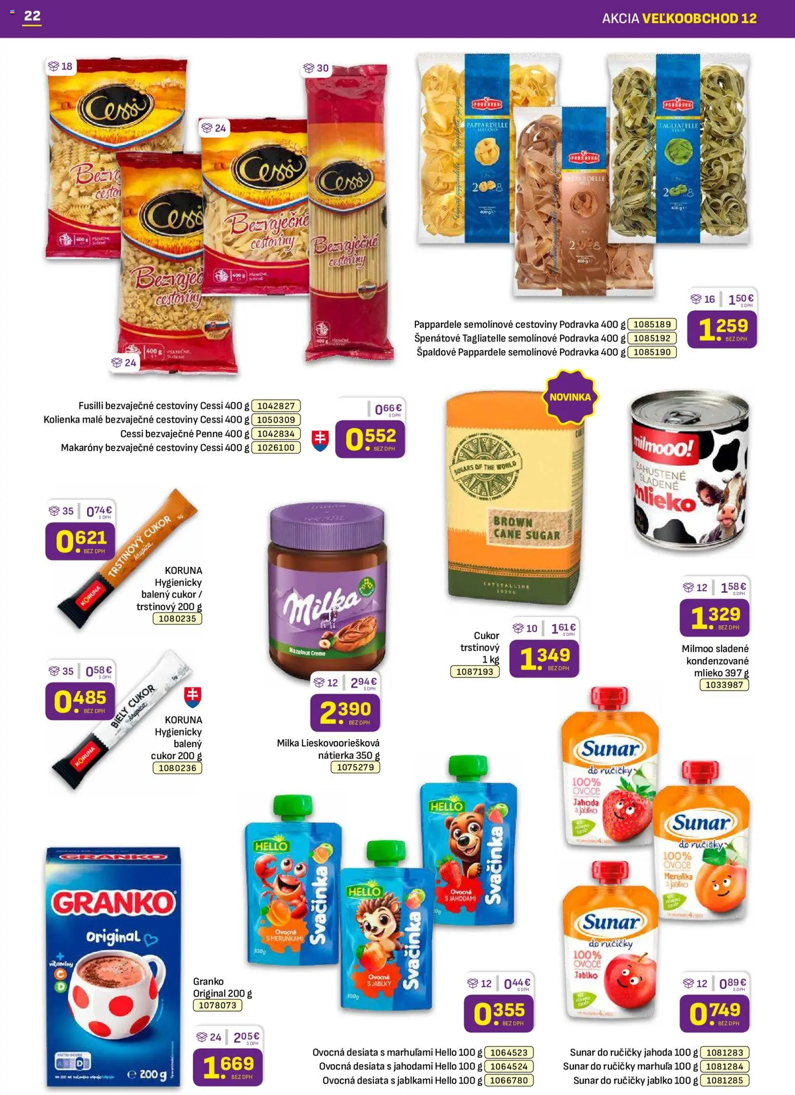 Nové Libex akcie – leták je platný od 15.06.2026 | Strana: 22 | Produkty: Mlieko, Sunar, Cukor, Krupica