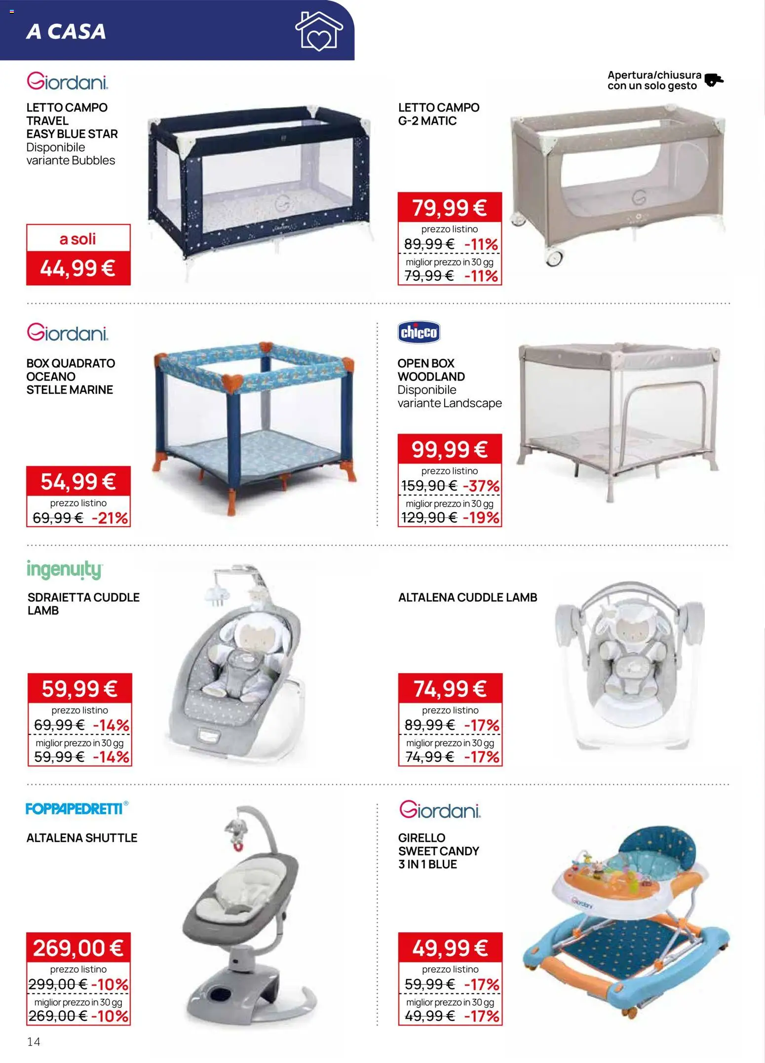Volantino Prenatal del 12.03.2026 | Pagina: 14 | Prodotti: Altalena, Girello, Letto