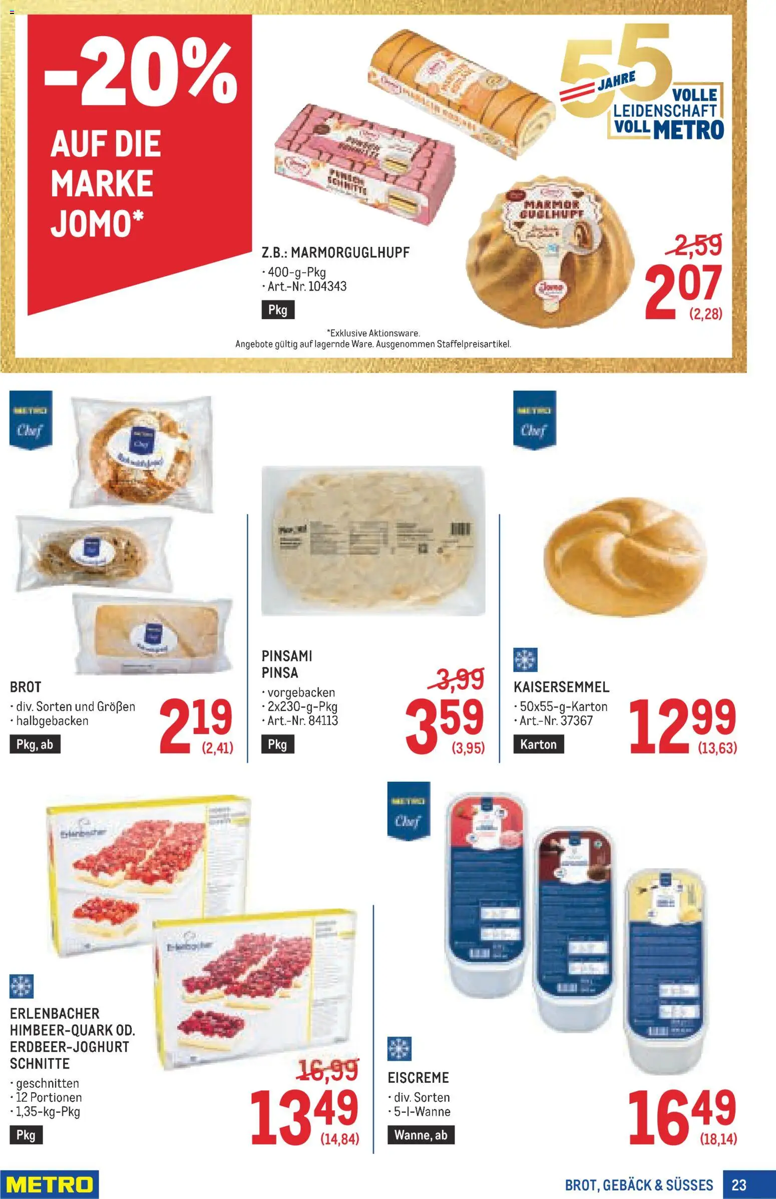 Metro angebote Profi gültig ab 20.08.2026 | Seite: 23 | Produkte: Gebäck, Brot
