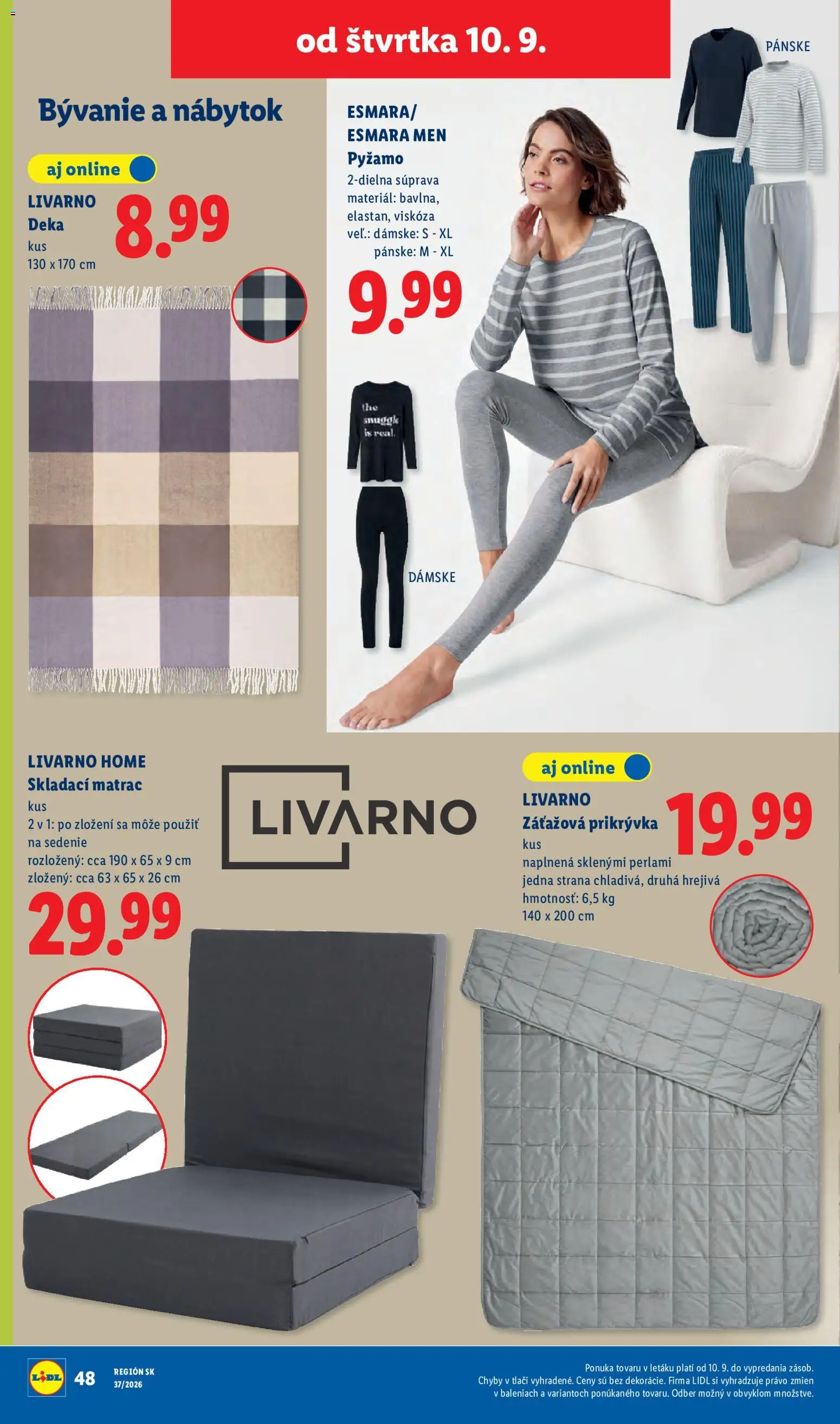 Nové Lidl akcie – leták je platný od 07.09.2026 | Strana: 84 | Produkty: Nábytok, Matrac, Skladací matrac