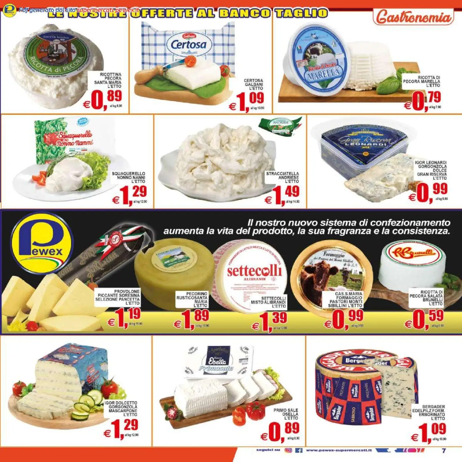 Volantino Pewex del 08.05.2026 | Pagina: 7 | Prodotti: Provolone, Sale, Gorgonzola, Pecorino
