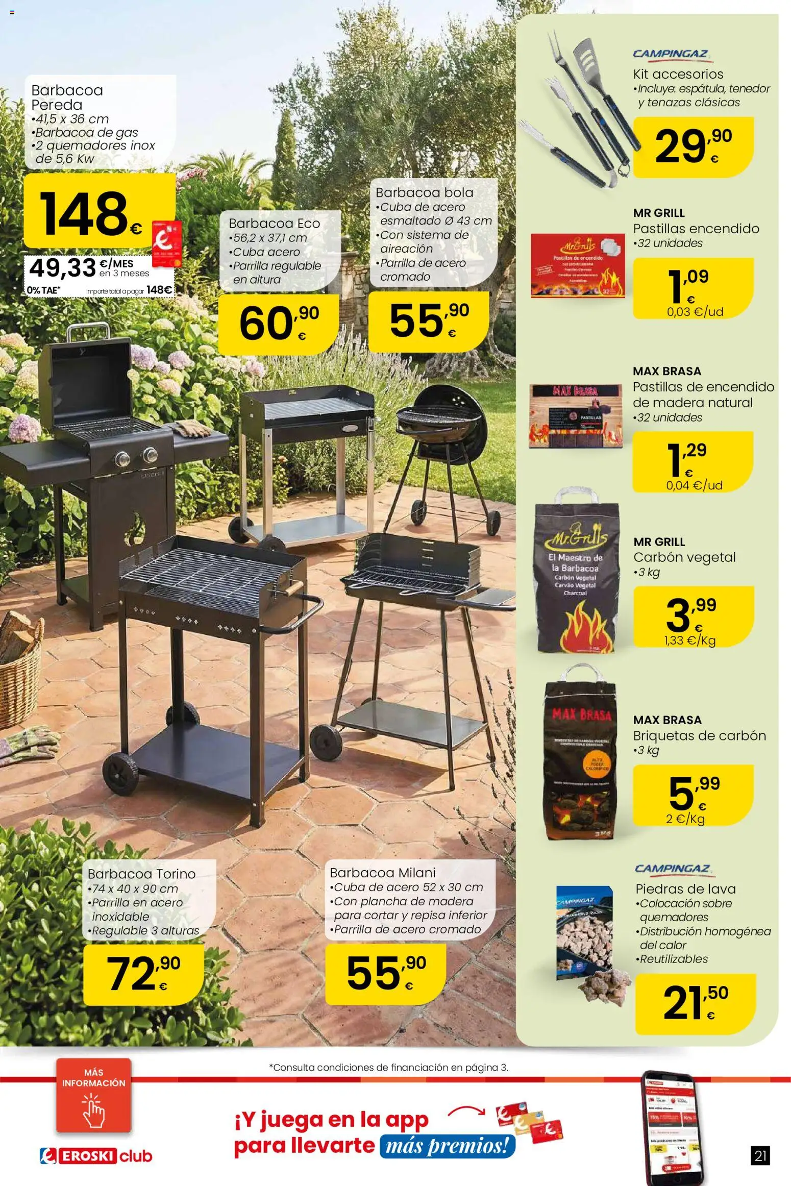 Eroski Oh! OFERTA Málaga │ válido desde el 11.06.2026 | Página: 21 | Productos: Juega, Barbacoa, Parrilla, Plancha