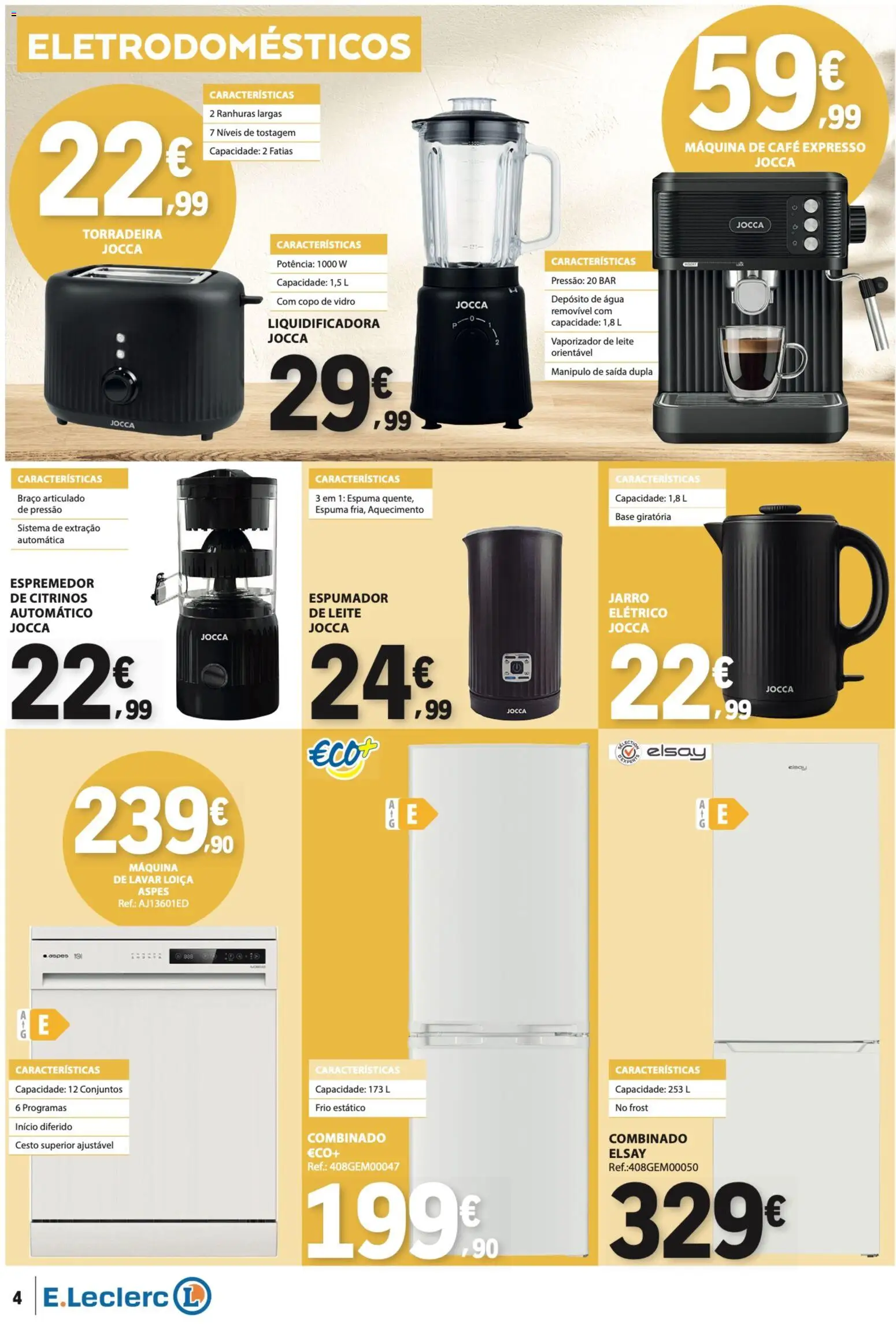 E.Leclerc folheto Não Alimentar │ válido de 07.05.2026 | Página: 4 | Produtos: Agua, Espremedor, Base, Café