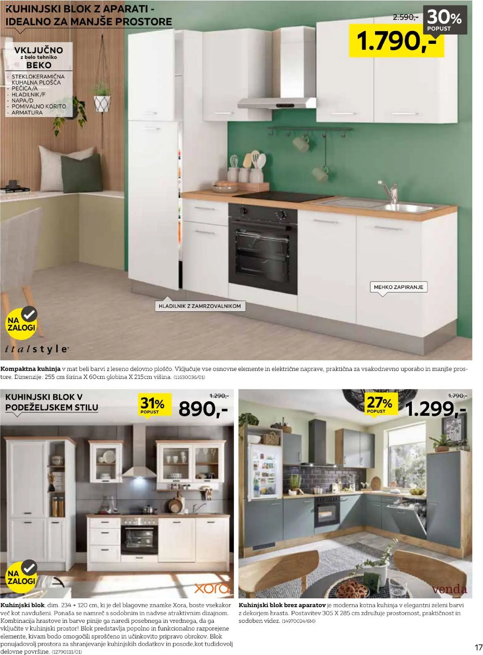 Novi XXXL Lesnina katalog ponudbe – veljaven od 14.09.2026 | Stran: 17 | Izdelki: Hladilnik, Kuhinja, Pomivalno korito, Blok