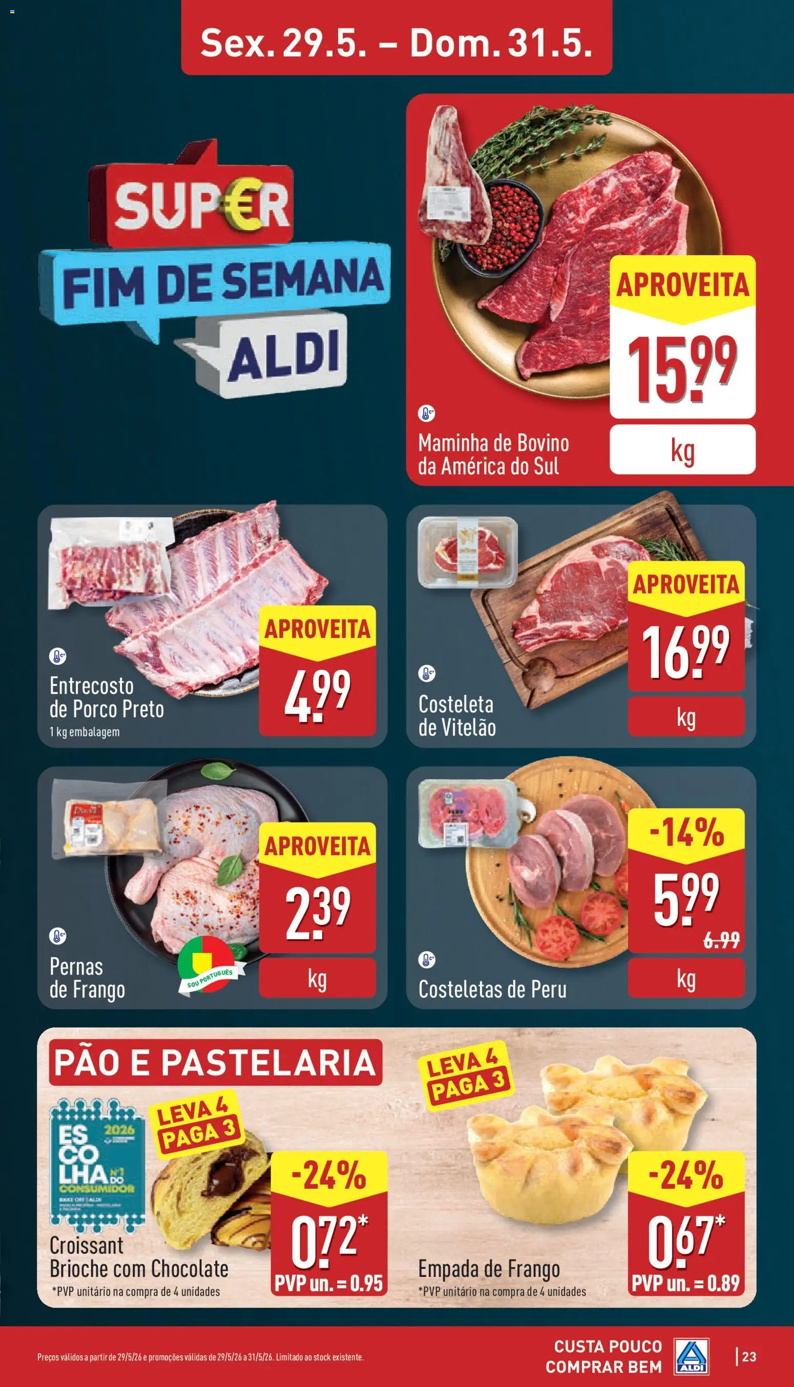 Aldi folheto │ válido de 25.05.2026 | Página: 23 | Produtos: Frango, Peru, Pão, Chocolate