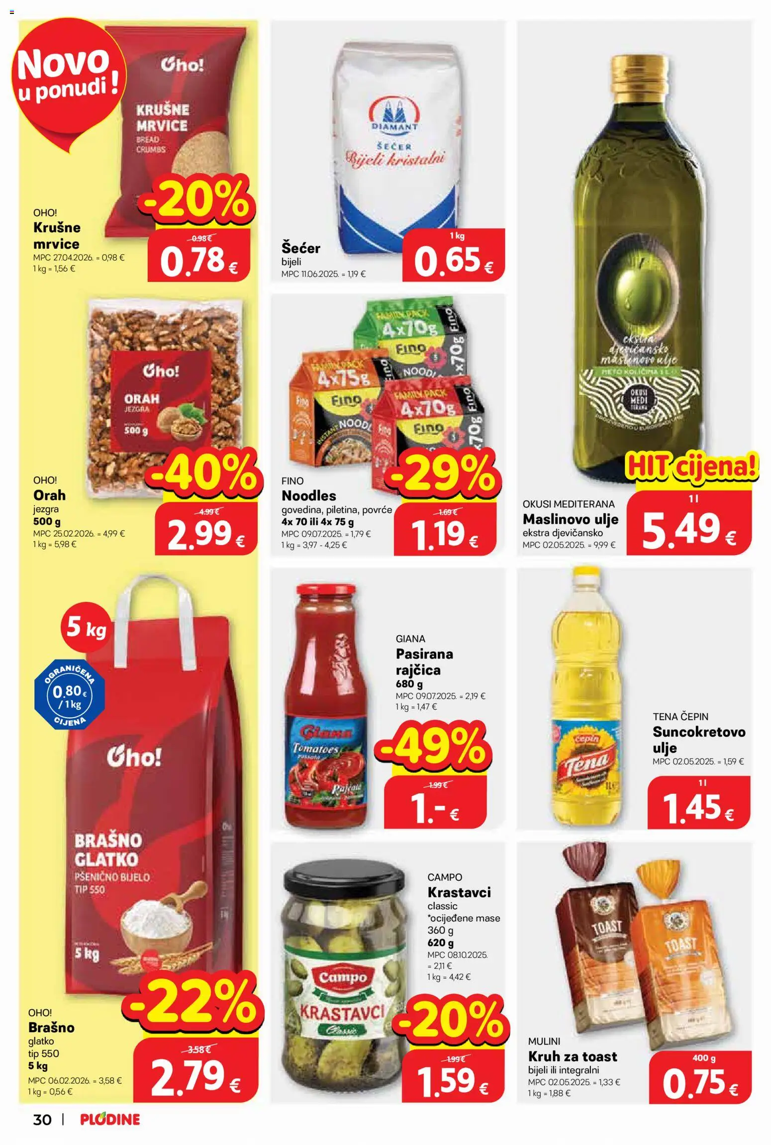Plodine katalog | vrijedi od 13.05.2026 | Stranica: 30 | Proizvodi: Krušne mrvice, Šećer, Rajčica, Orah