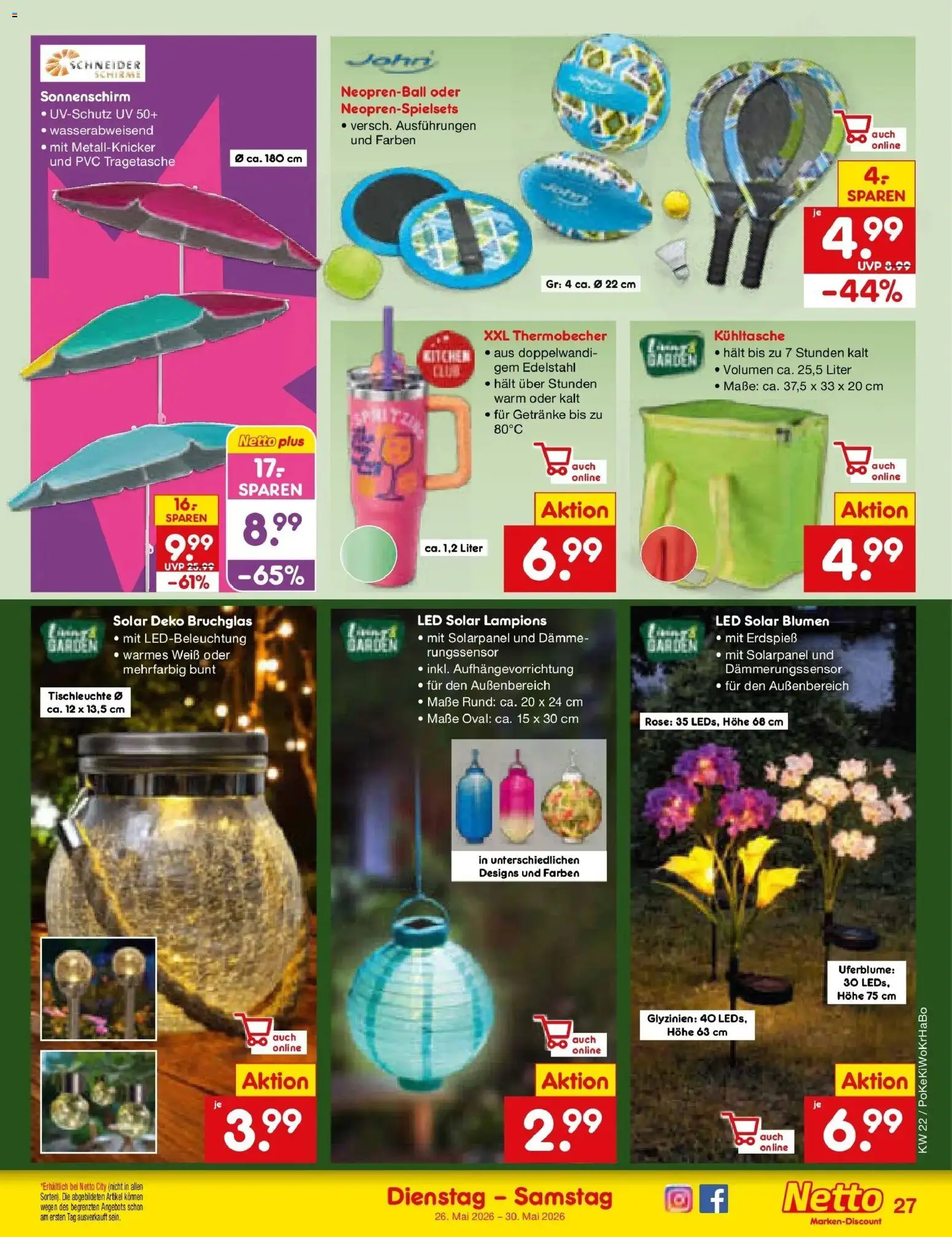 Netto Marken-Discount Prospekt Bonn – gültig ab 26.05.2026 | Seite: 33 | Produkte: Blumen, Sonnenschirm