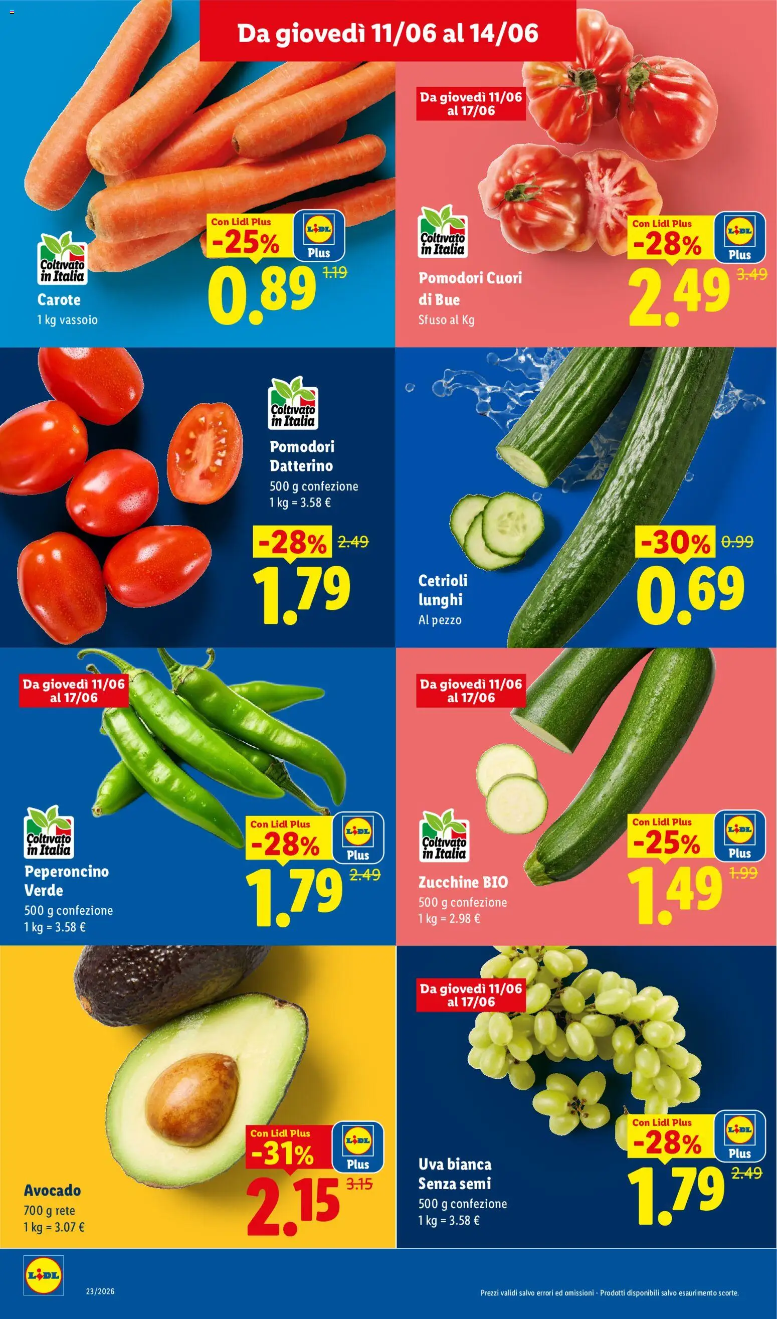 Volantino Lidl del 11.06.2026 | Pagina: 2 | Prodotti: Avocado, Carote, Pomodori, Peperoncino