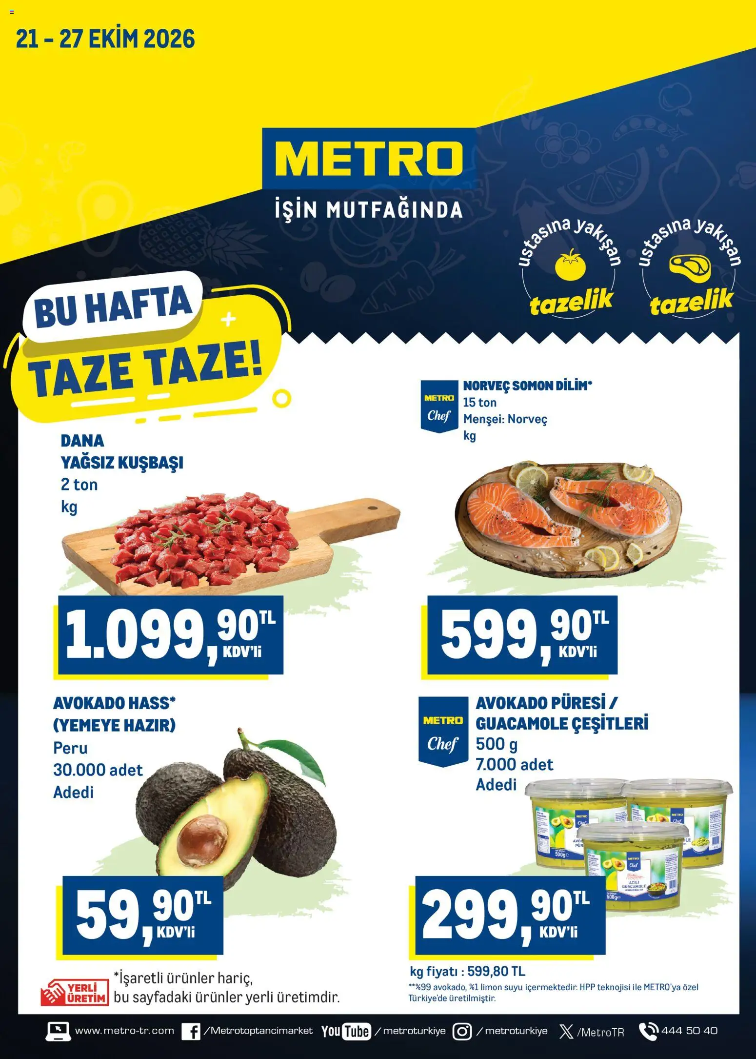 Metro Katalog - 21 Ekim 2026 tarihinden itibaren geçerlidir | Sayfa: 1 | Ürünler: Guacamole, Avokado, Limon, Somon