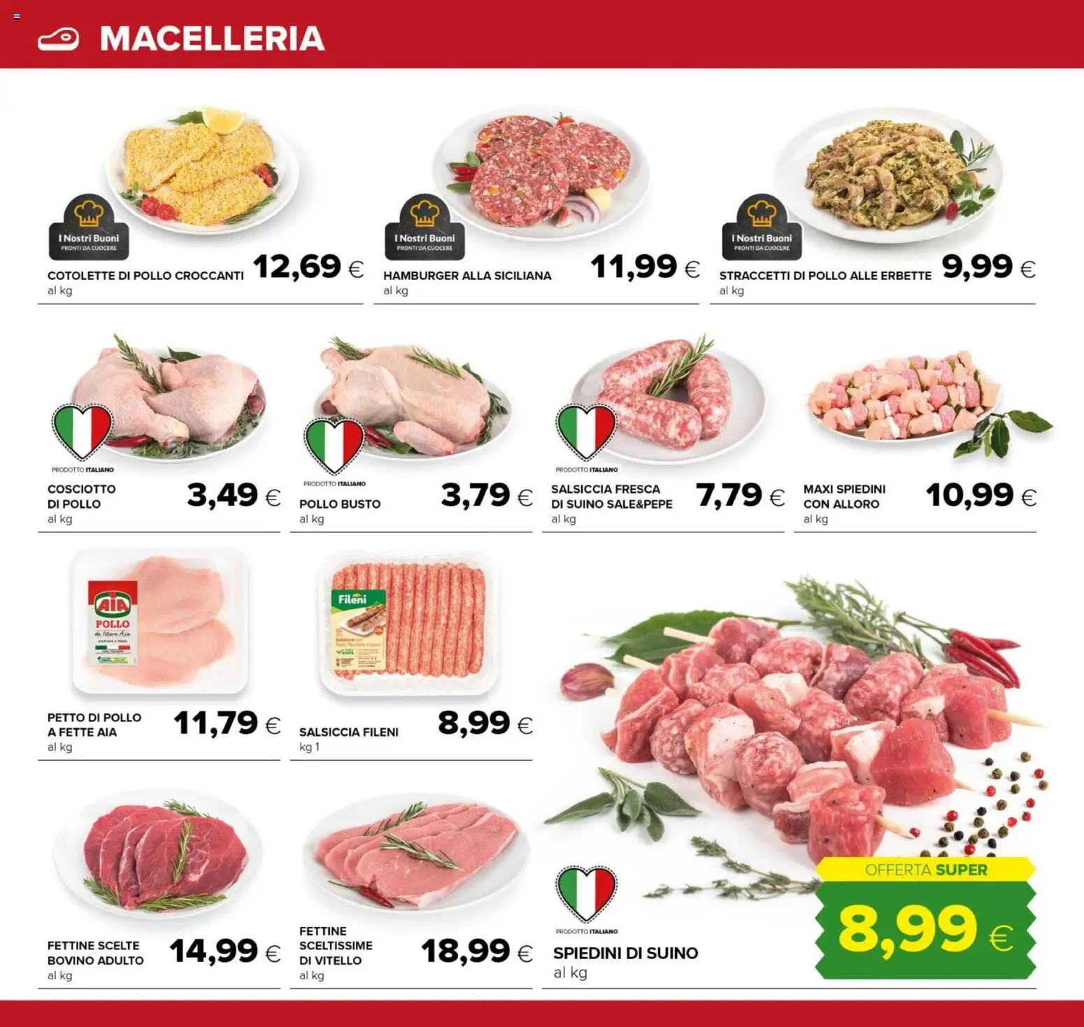 Volantino Oasi del 29/07/2026 | Pagina: 6 | Prodotti: Pollo, Salsiccia, Vitello, Spiedini