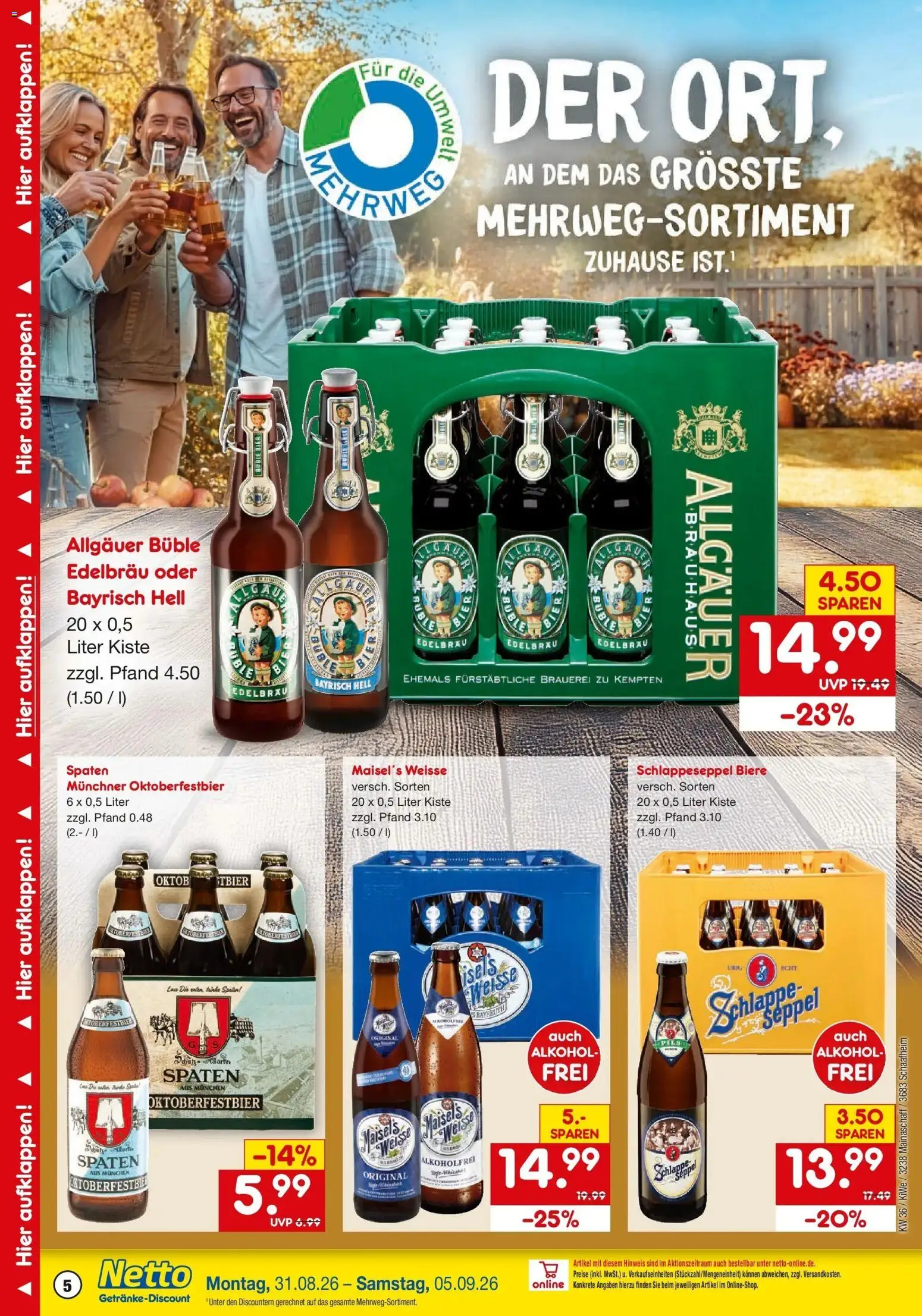 Netto Marken-Discount Prospekt Schaafheim – gültig ab 31.08.2026 | Seite: 5 | Produkte: Bier, Alkohol