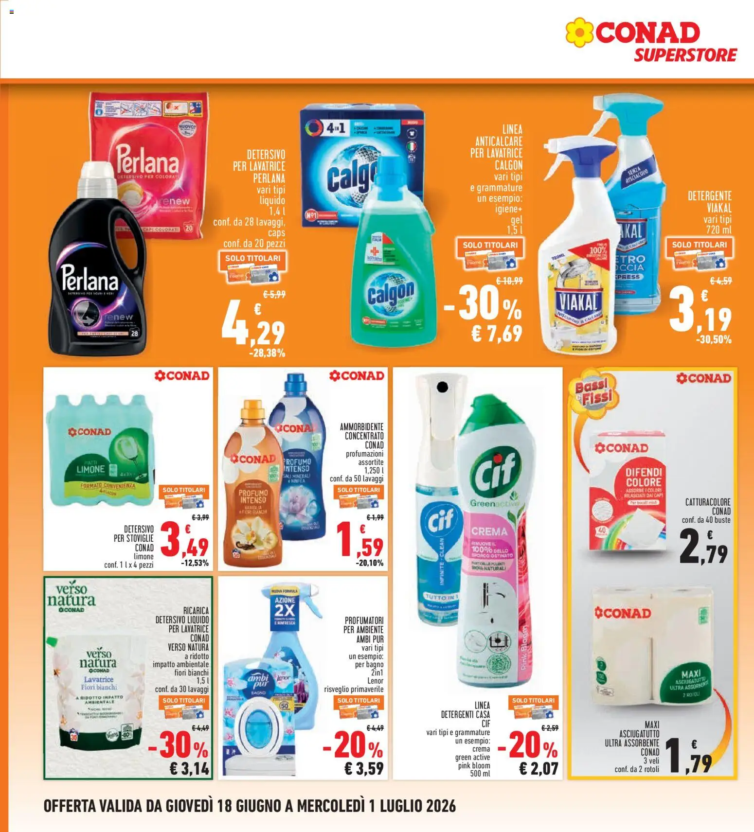 Volantino Conad del 18.06.2026 | Pagina: 24 | Prodotti: Crema, Ammorbidente, Lavatrice, Bagno