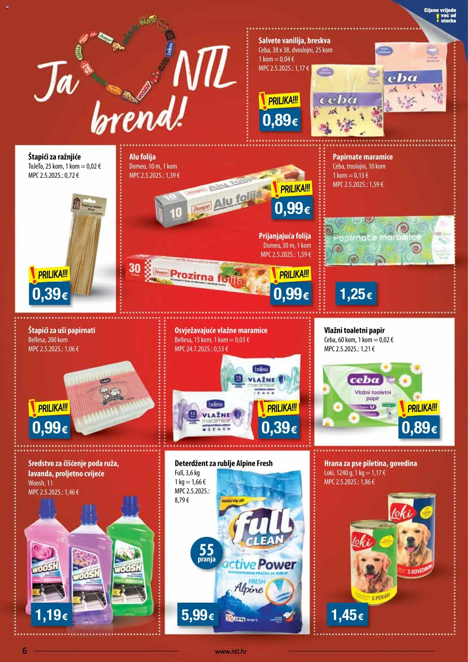 NTL katalog | vrijedi od 15.07.2026 | Stranica: 6 | Proizvodi: Cvijeće, Hrana za pse, Govedina, Toaletni papir