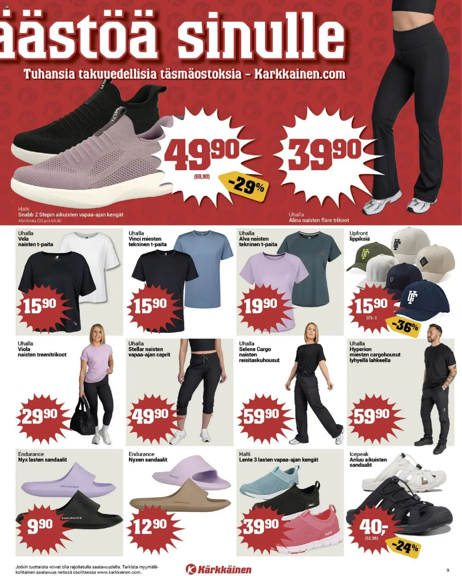 Kärkkäinen tarjoukset – voimassa 20.05.2026 alkaen | Sivu: 9 | Tuotteet: Sandaalit, Trikoot
