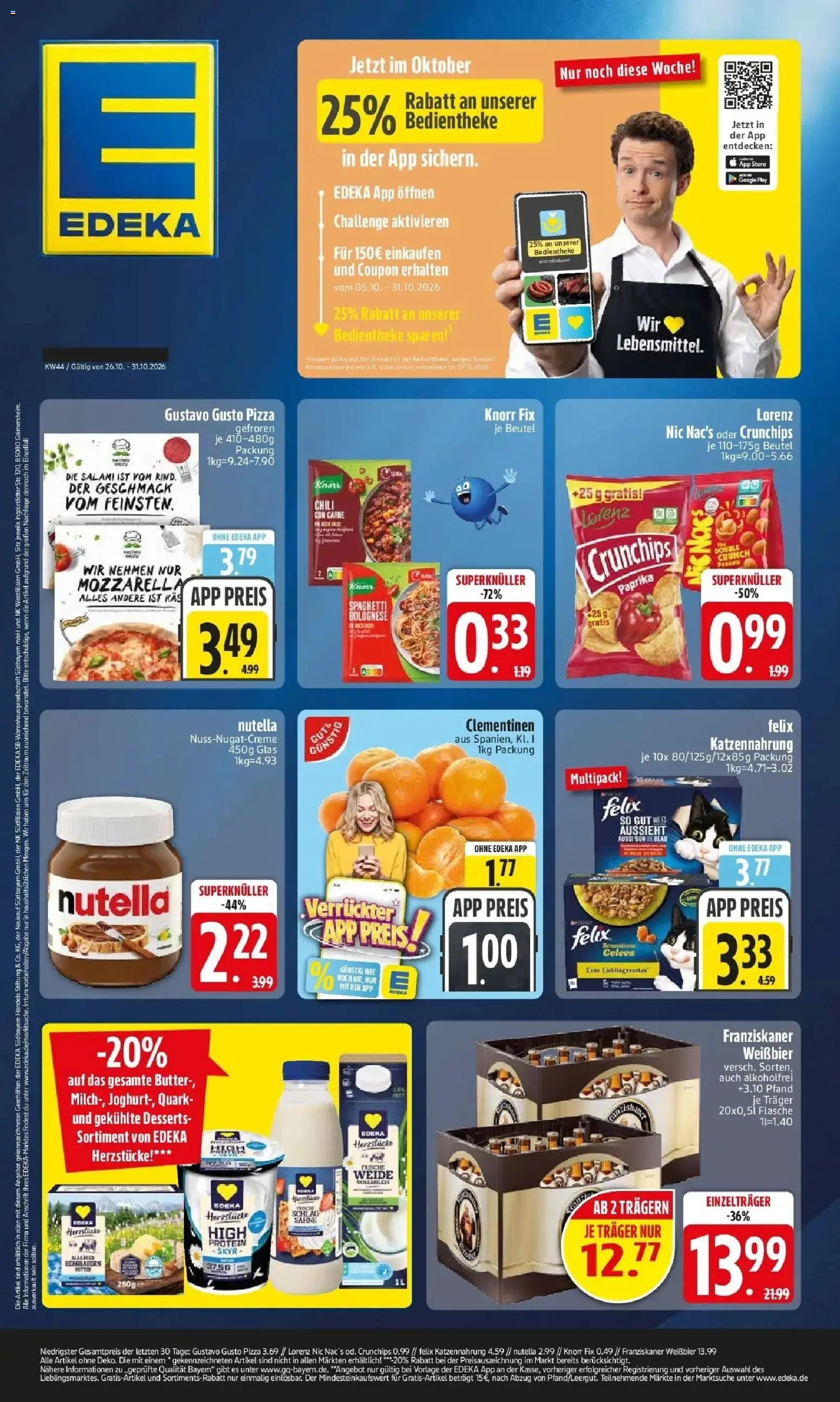 Edeka Prospekt Rottach-Egern (ab 26.10.2026) » Angebote Online | Seite: 1 | Produkte: Butter, Mozzarella, Knorr, Salami